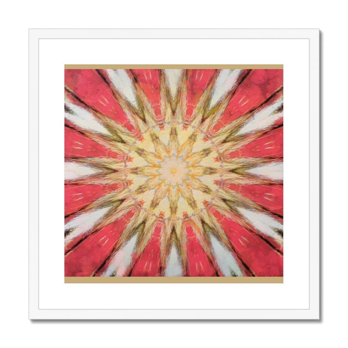 Red White and Gold Pattern Framed & Mounted Print
