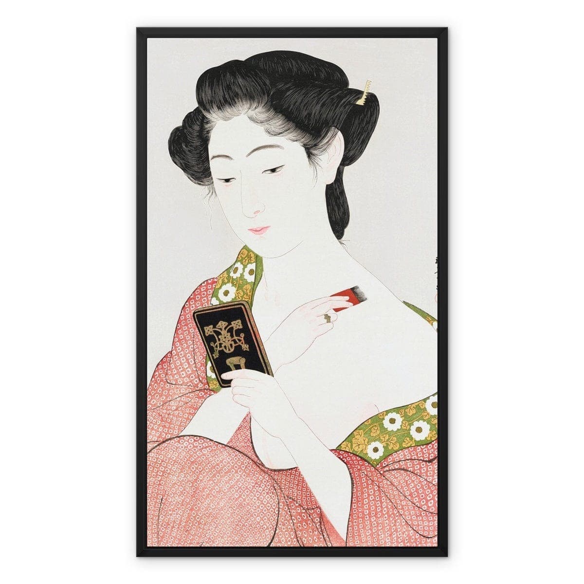 Woman Applying Powder (1918) by Goyō Hashiguchi Framed Canvas