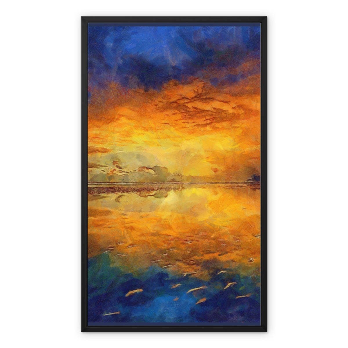Orange Blue Sundawn Framed Canvas