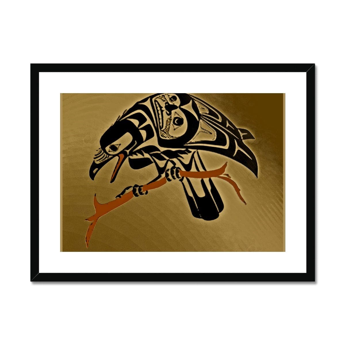 Toucan Black on Gold Framed & Mounted Print