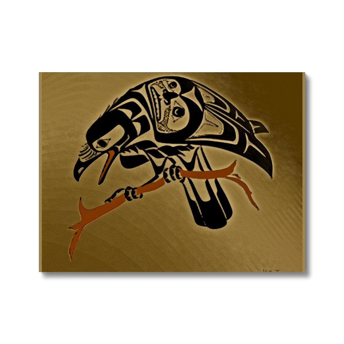 Toucan Black on Gold Canvas