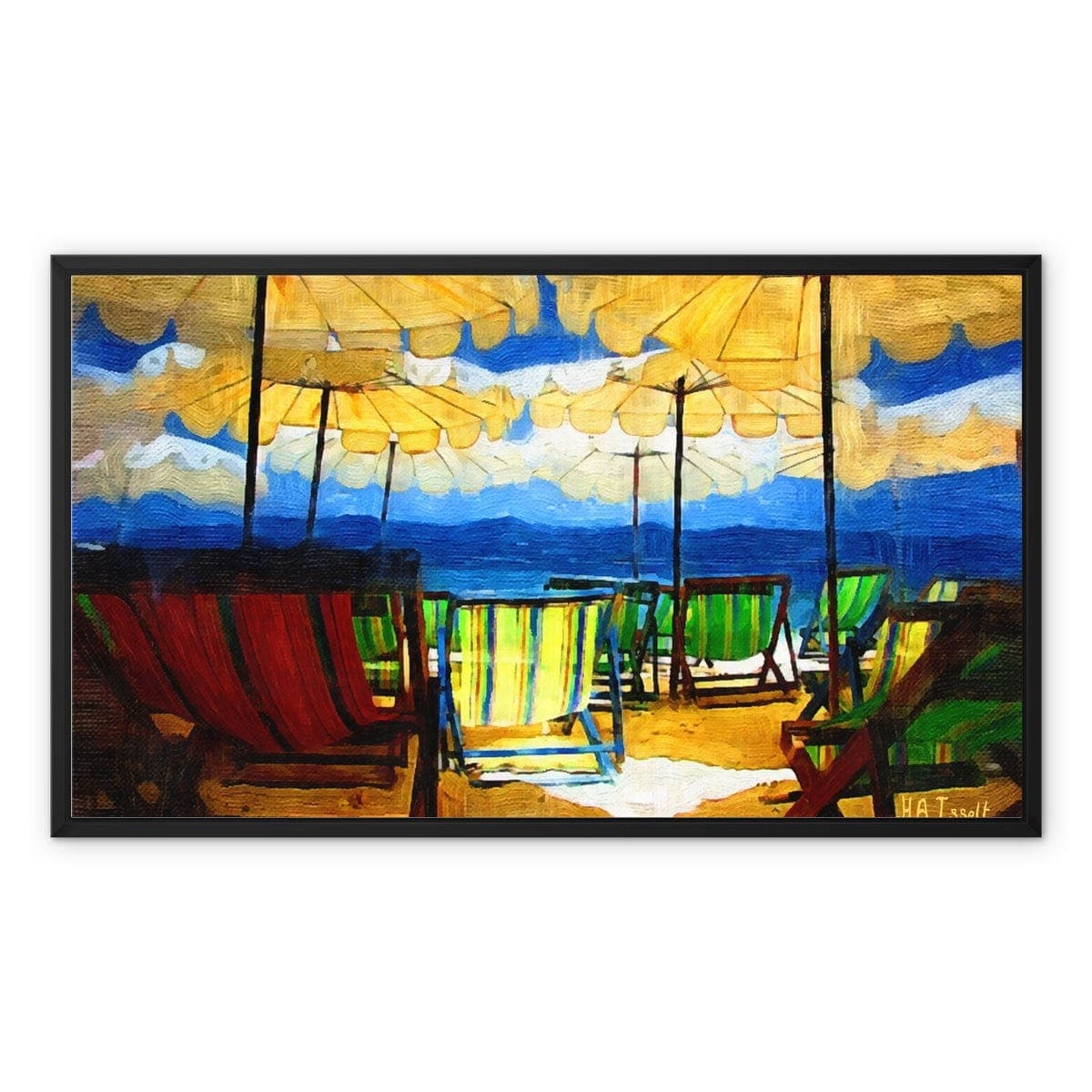 Sunny Day on the Beach Framed Canvas