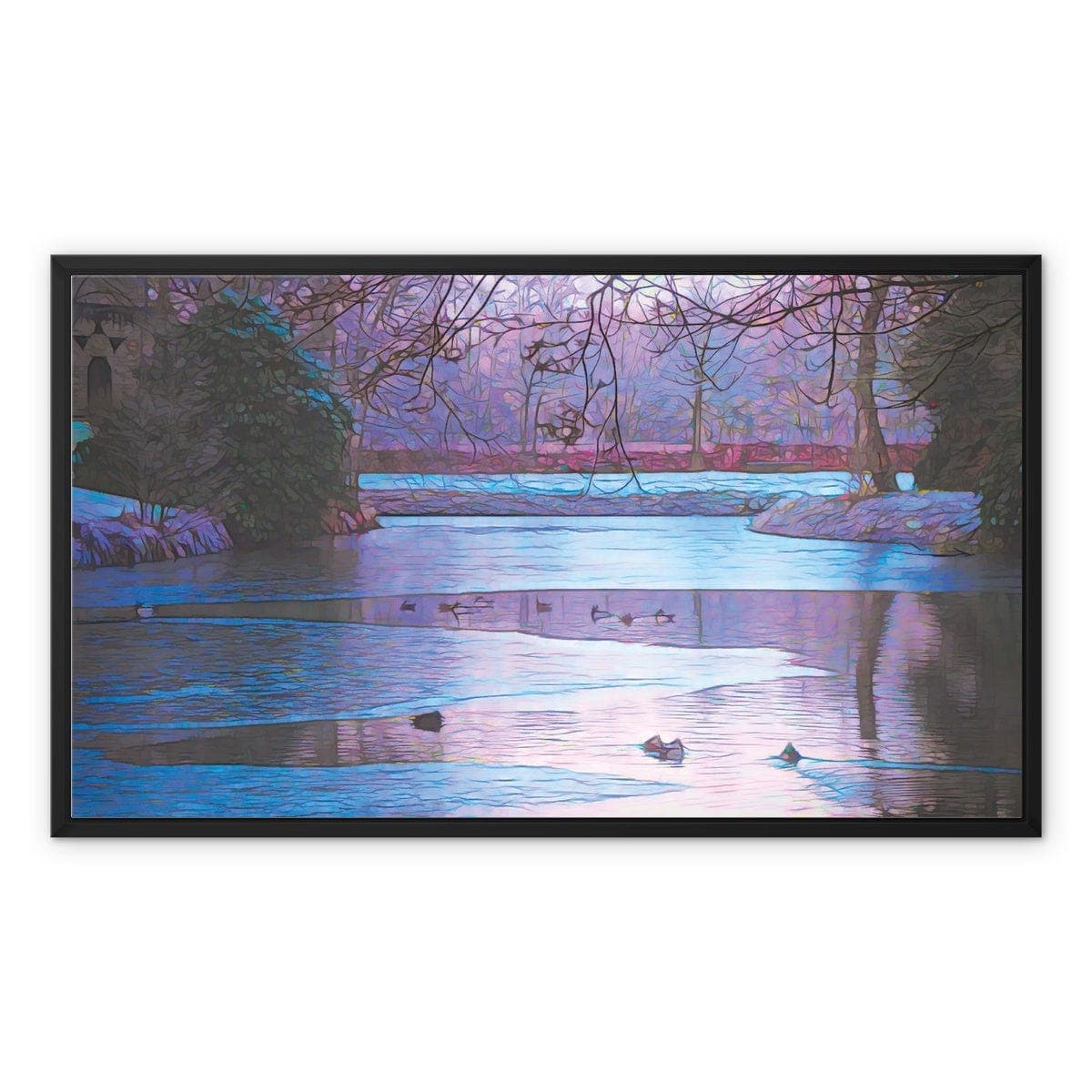 Winter pond Framed Canvas