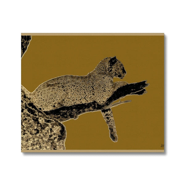 Leopard Gold on Black Canvas