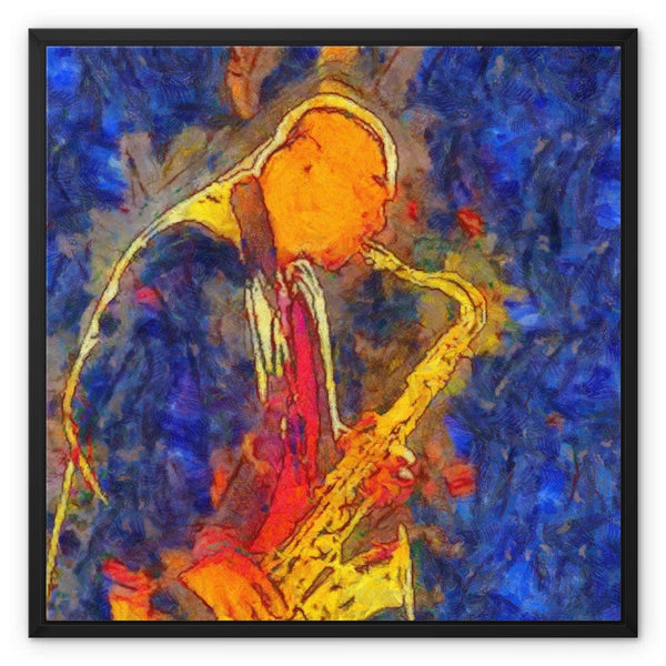 Colorful Sax Player Framed Canvas