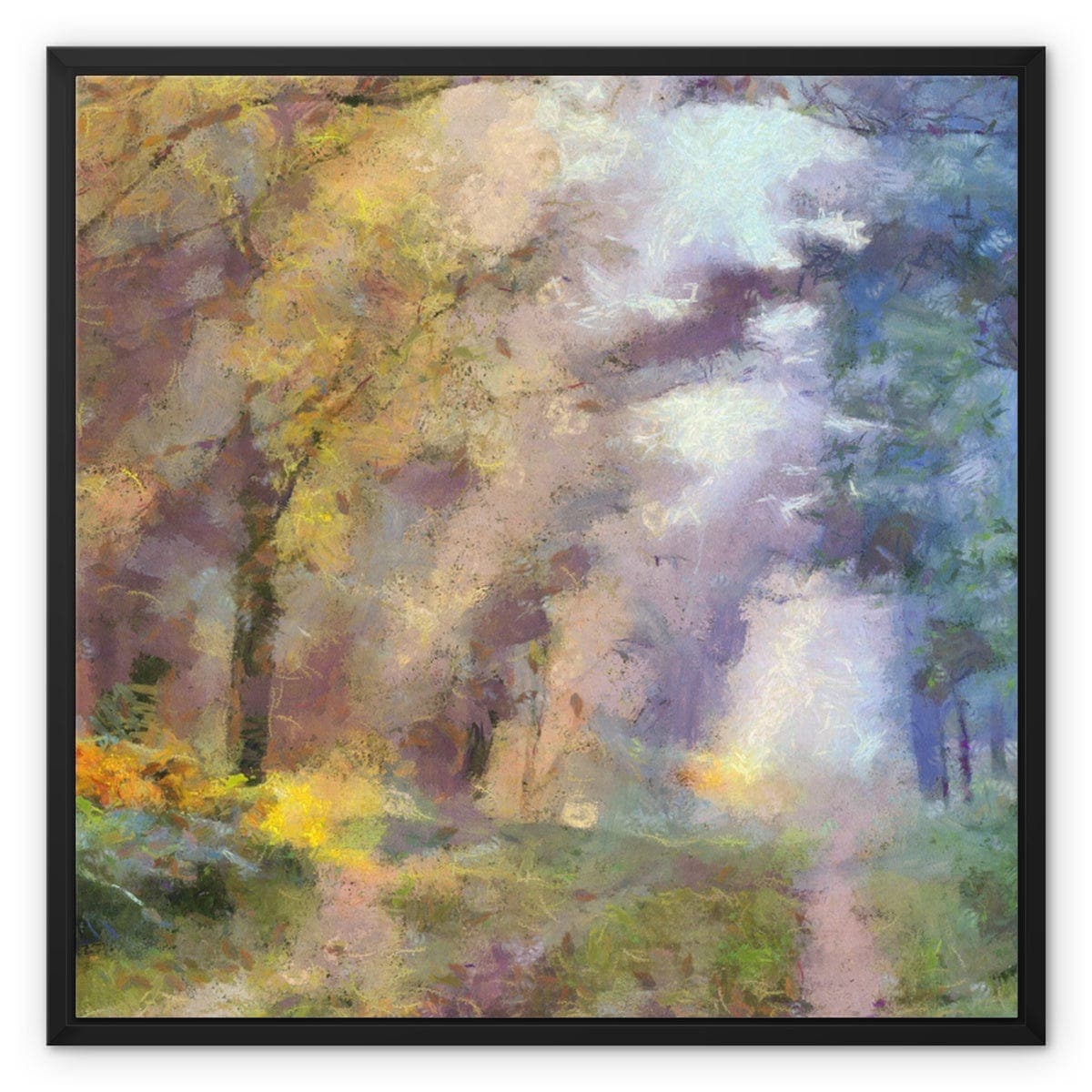 Early Morning Strole in the Woods Framed Canvas