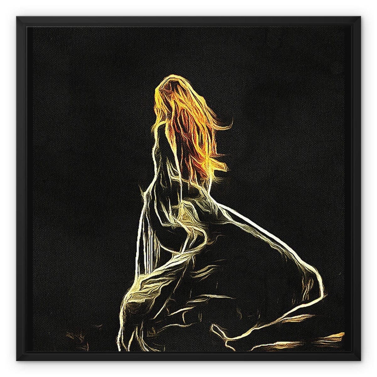 Lady Walking Through the Moores Framed Canvas