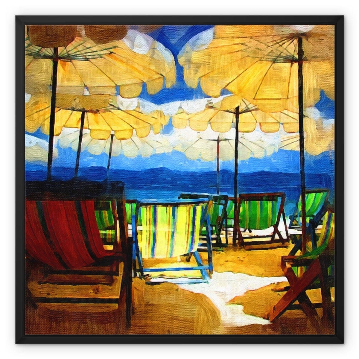 Sunny Day on the Beach Framed Canvas