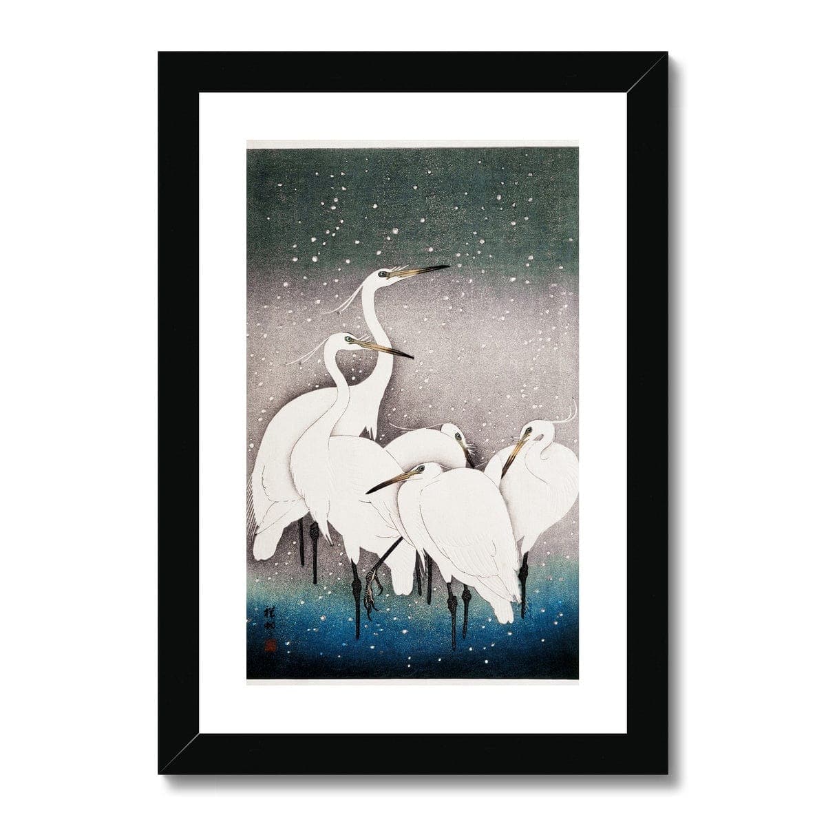 Group of Egrets (1925 - 1936) by Ohara Koson (1877-1945) Framed & Mounted Print