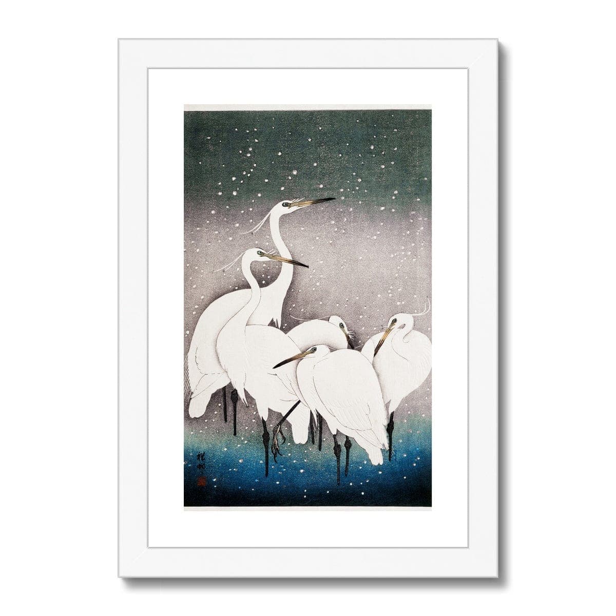 Group of Egrets (1925 - 1936) by Ohara Koson (1877-1945) Framed & Mounted Print