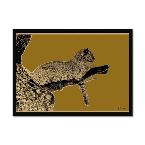 Leopard Gold on Black Framed Print