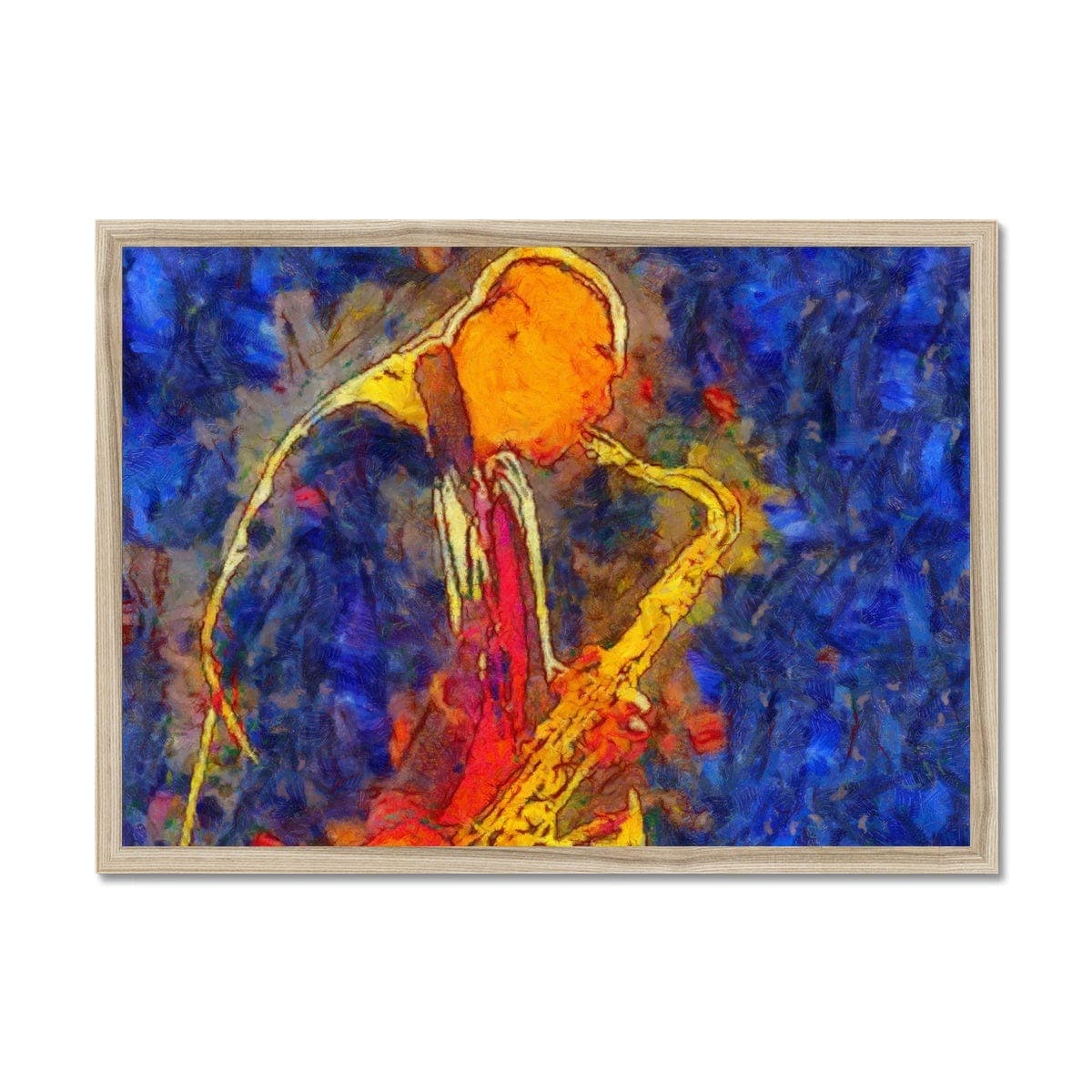 Colorful Sax Player Framed Print
