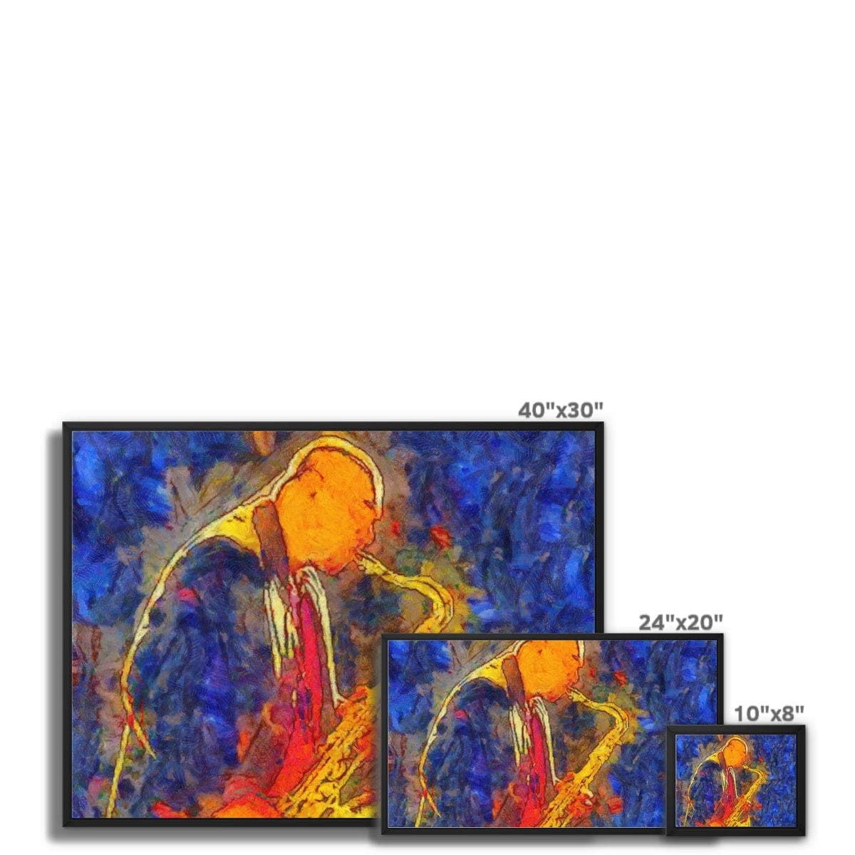 Colorful Sax Player Framed Canvas