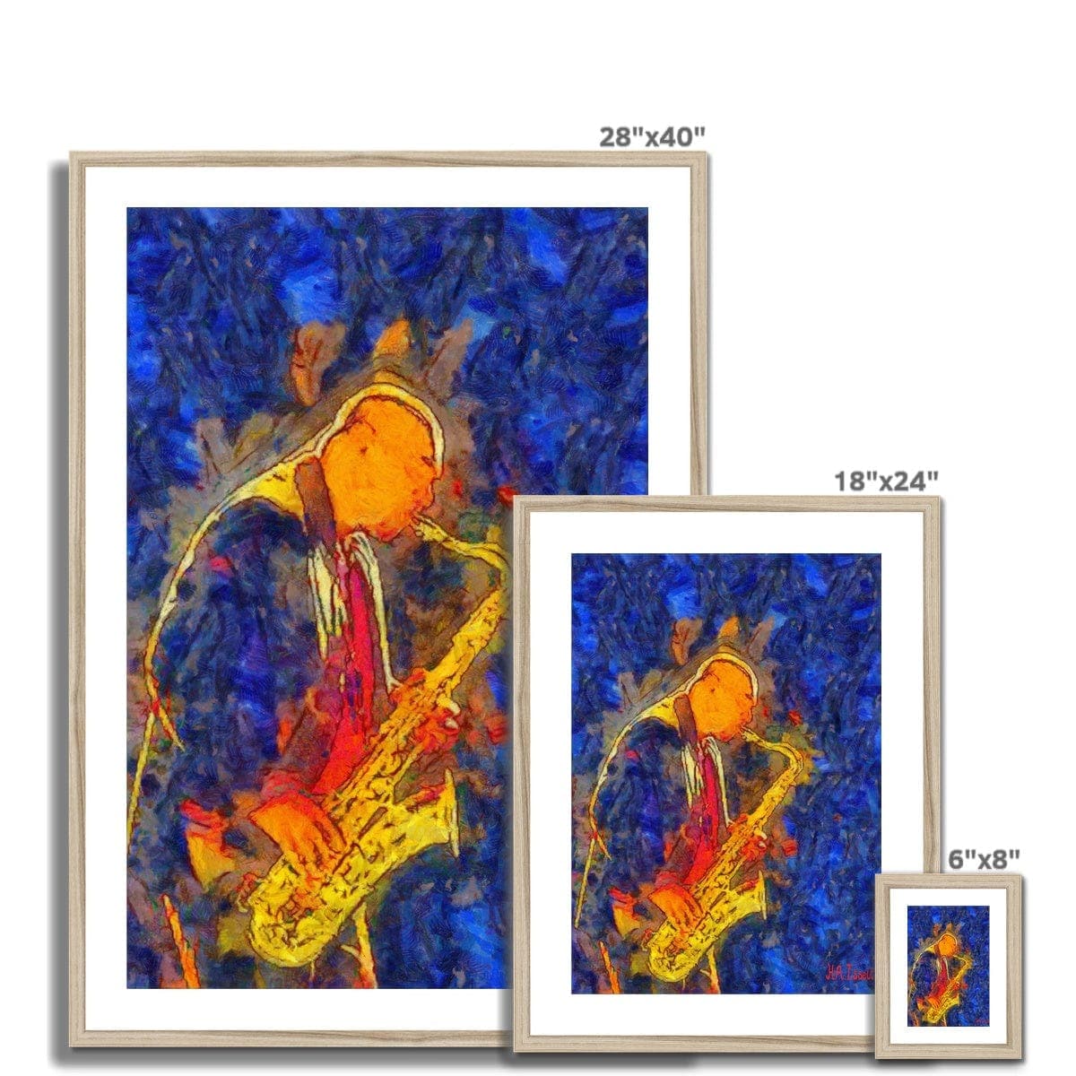 Colorful Sax Player Framed & Mounted Print