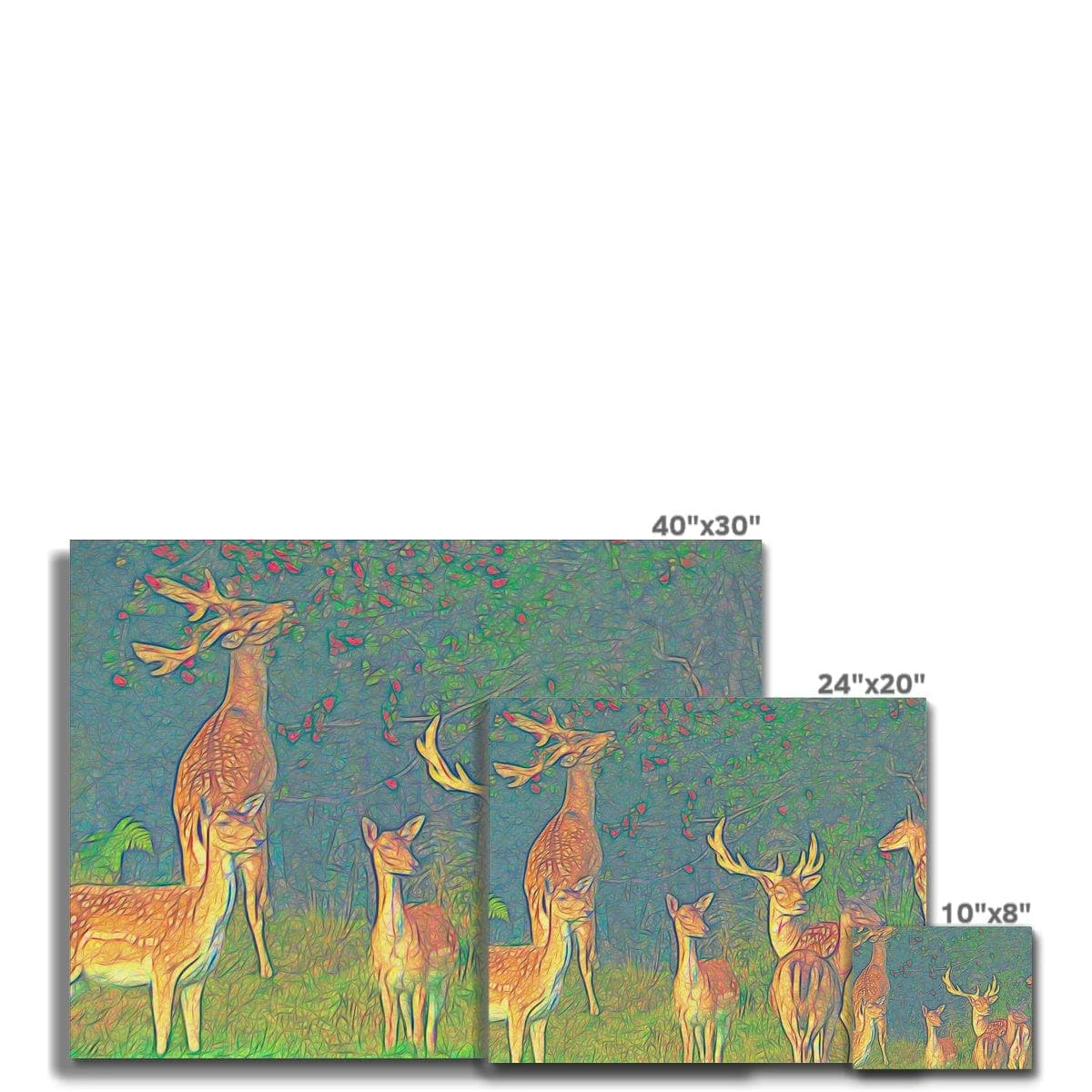 Deer pack in the forest, Canvas, by Ingrid Hütten