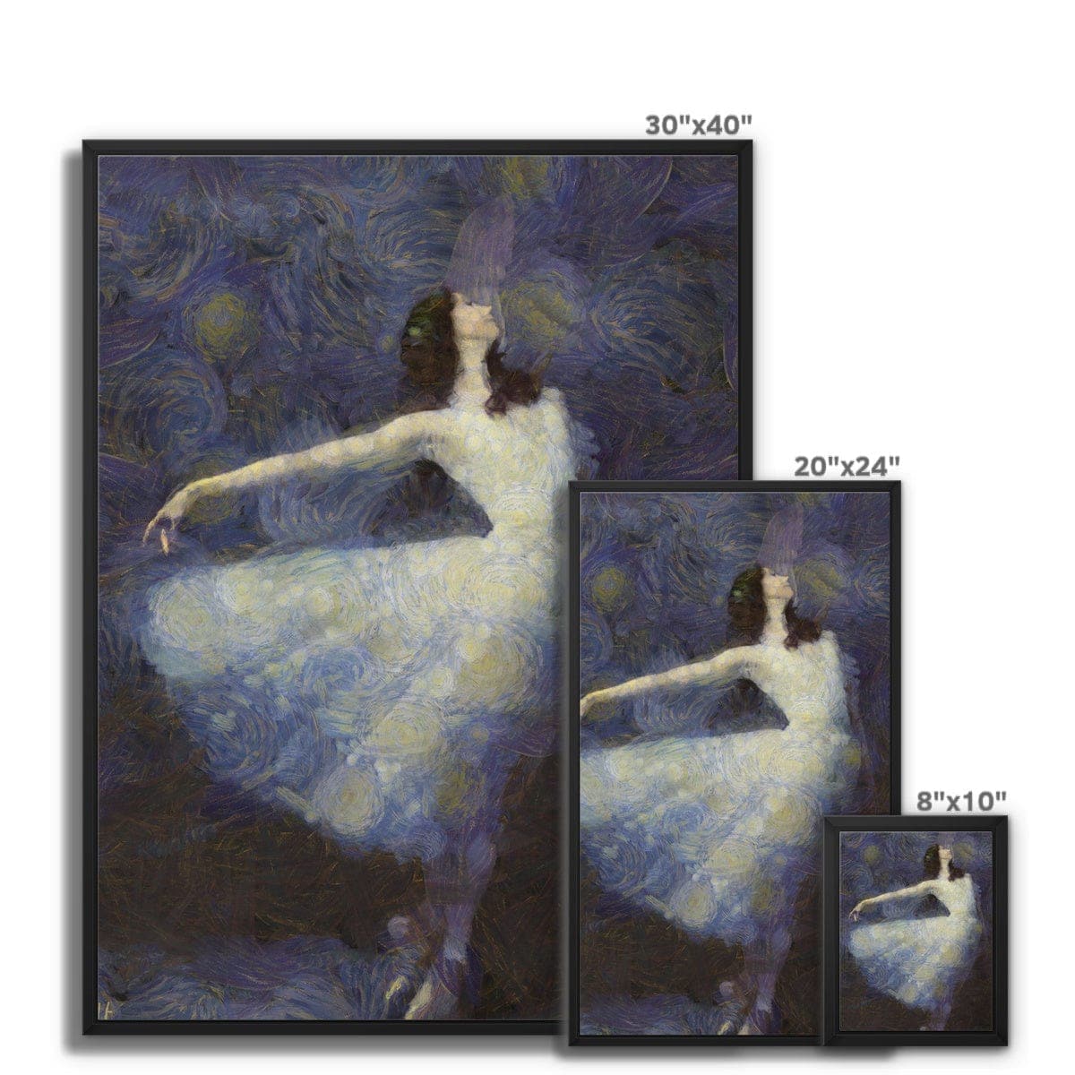 Fairy Dance - Ballerina White Dress Framed Canvas