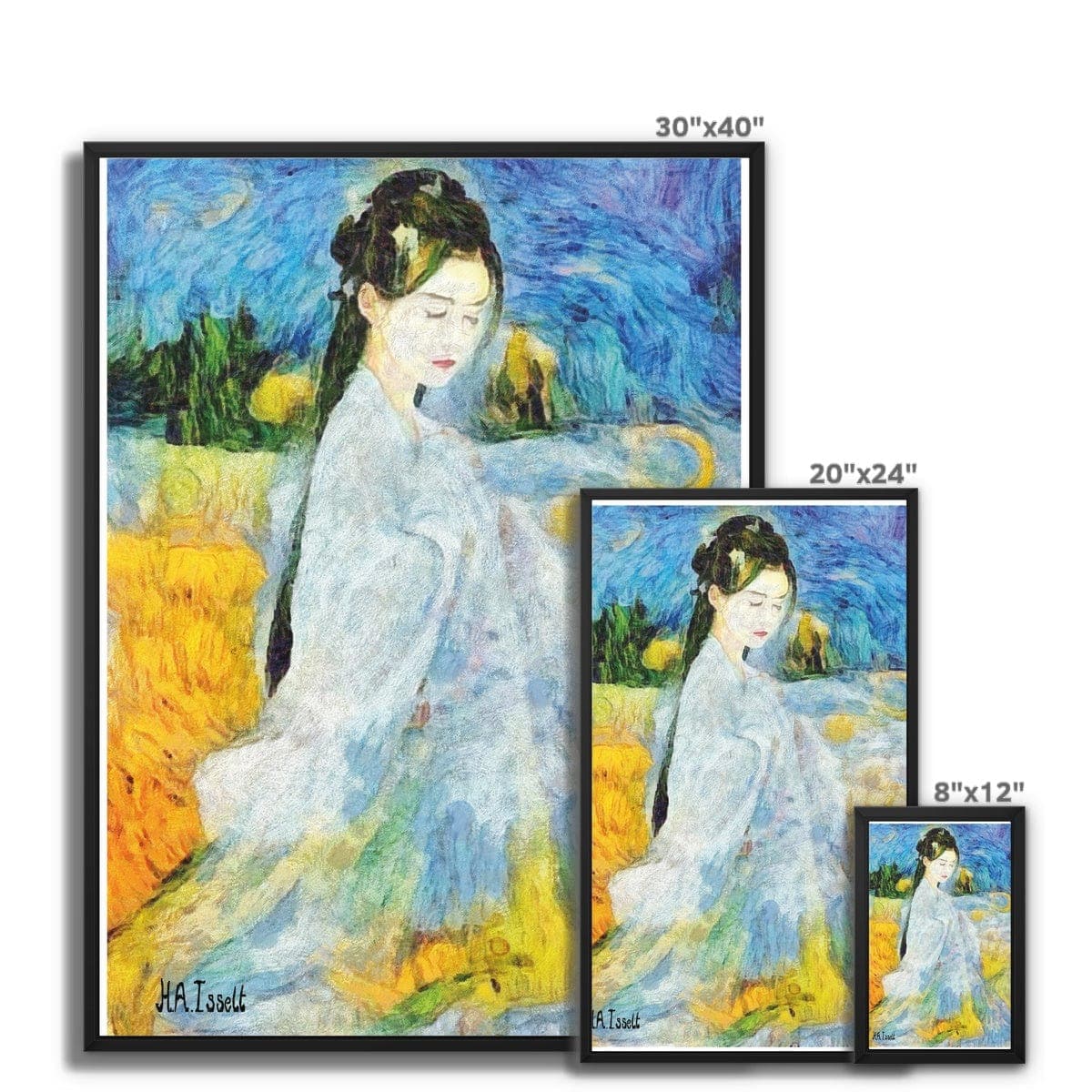 Geisha - Van Gogh Framed Canvas