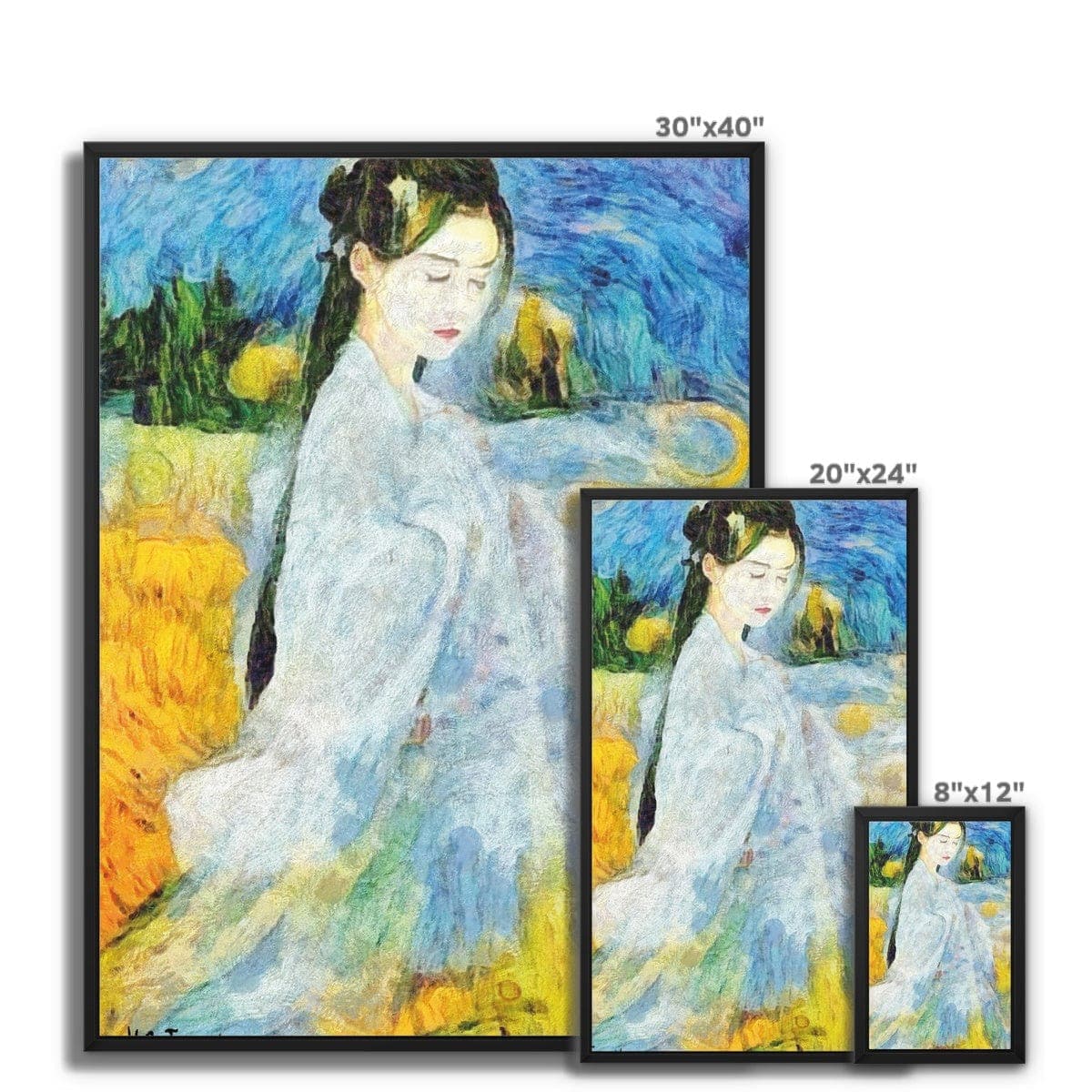 Geisha - Van Gogh Framed Canvas