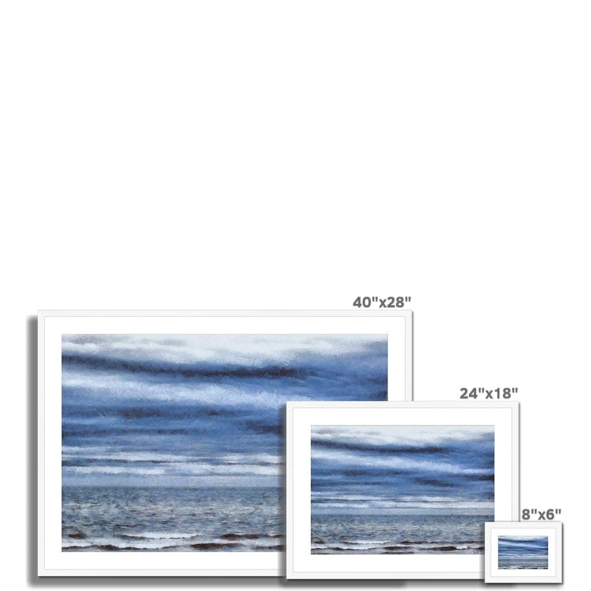 Misty Grey and Blue Framed & Mounted Print