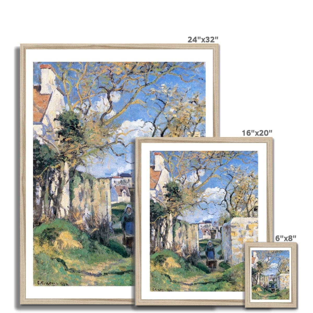 Pissarro art print, famous painting, Landscape from Pontoise Framed Print