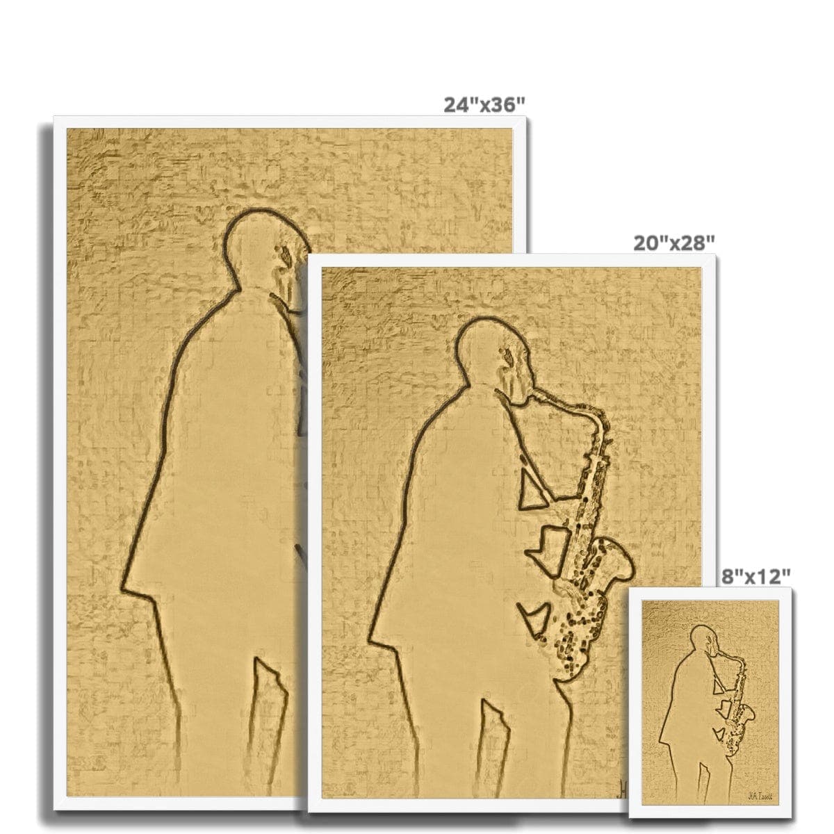 Sax Player Gold Framed Print
