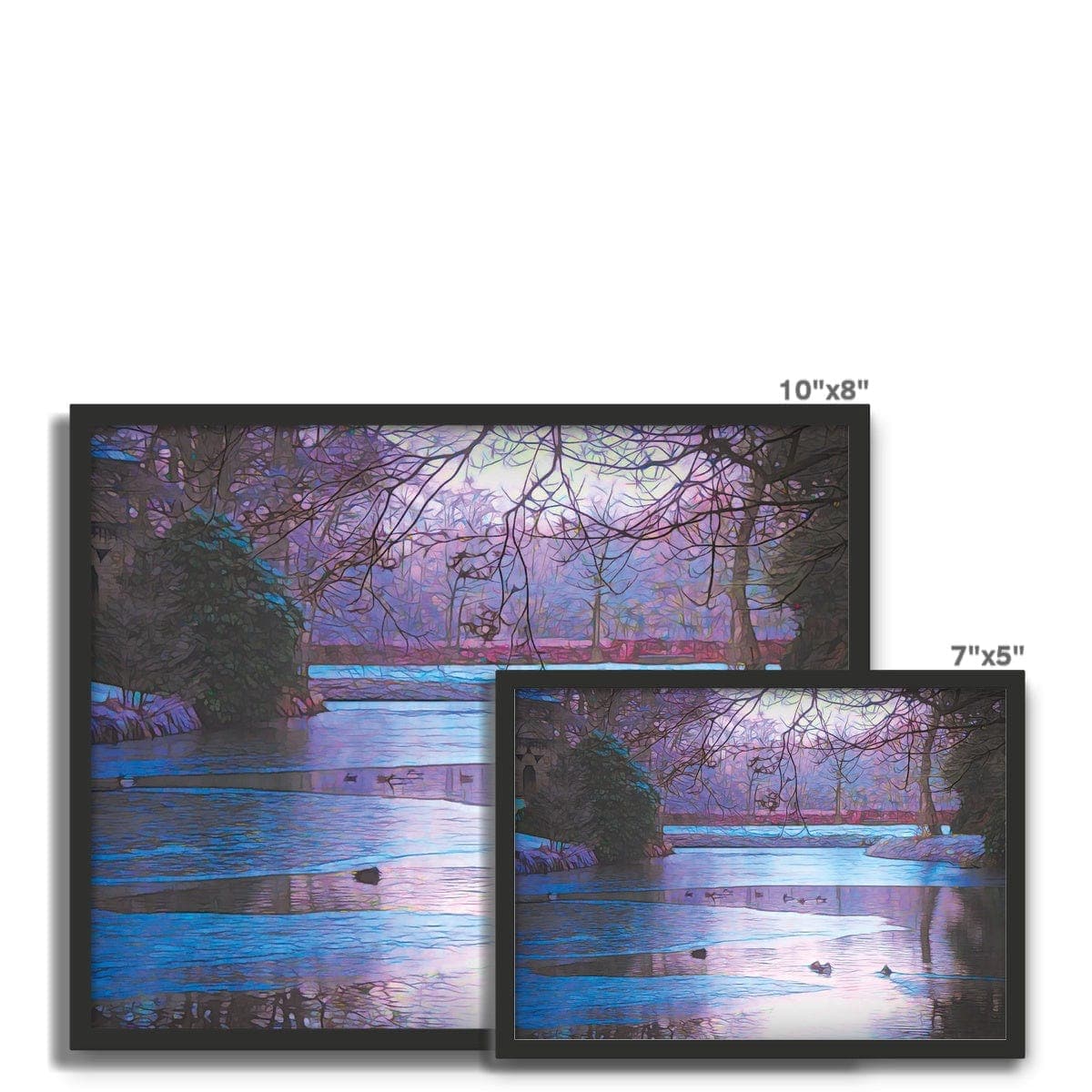Winter pond Framed Photo Tile