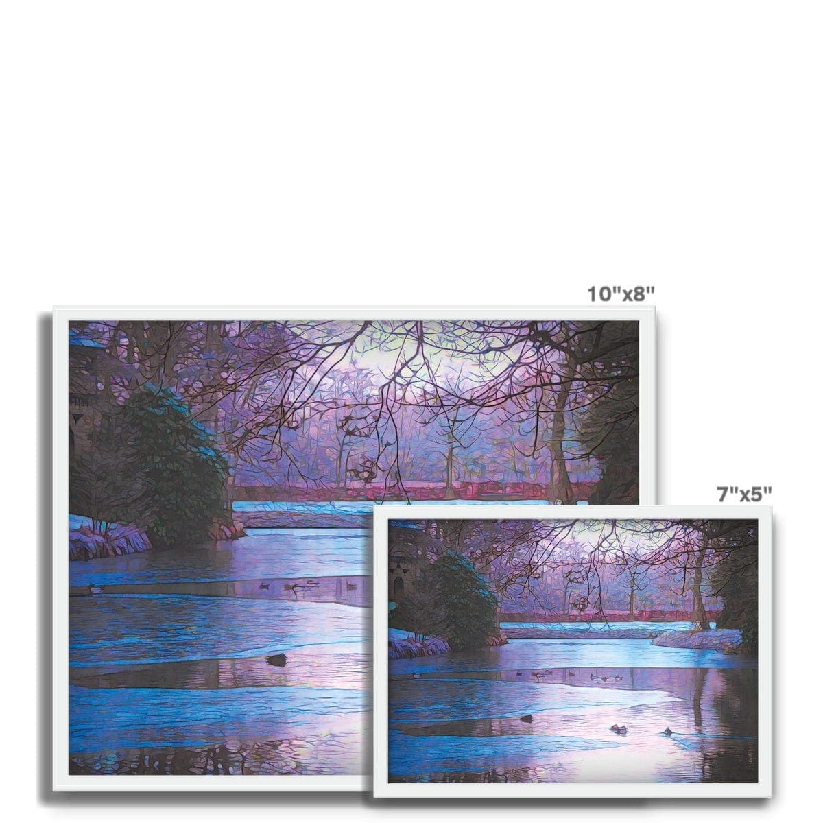 Winter pond Framed Photo Tile