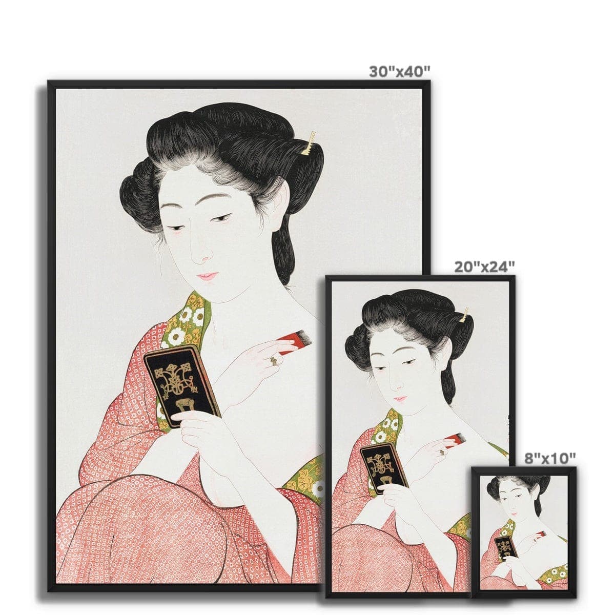 Woman Applying Powder (1918) by Goyō Hashiguchi Framed Canvas