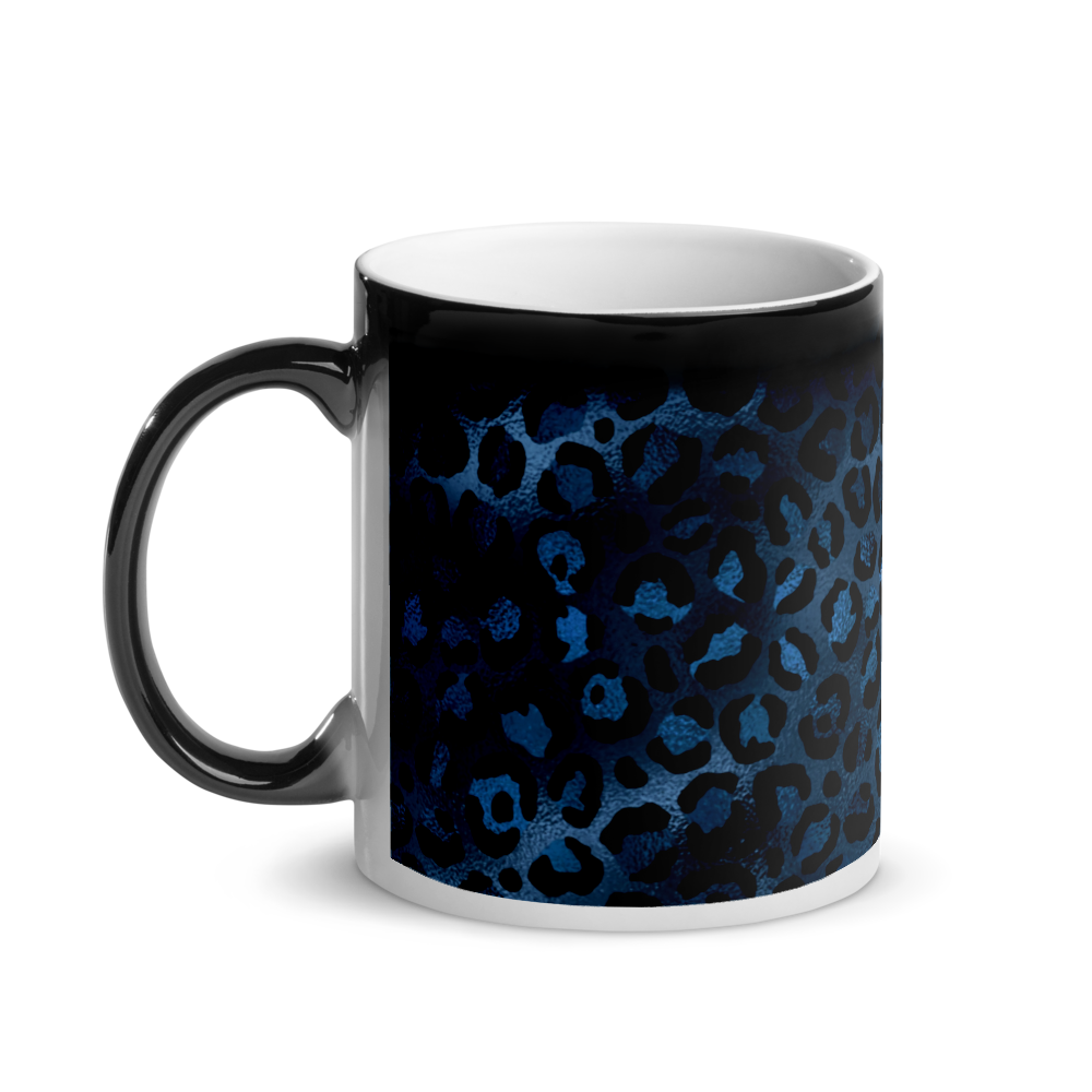 Blue Leopard Glossy Magic Mug