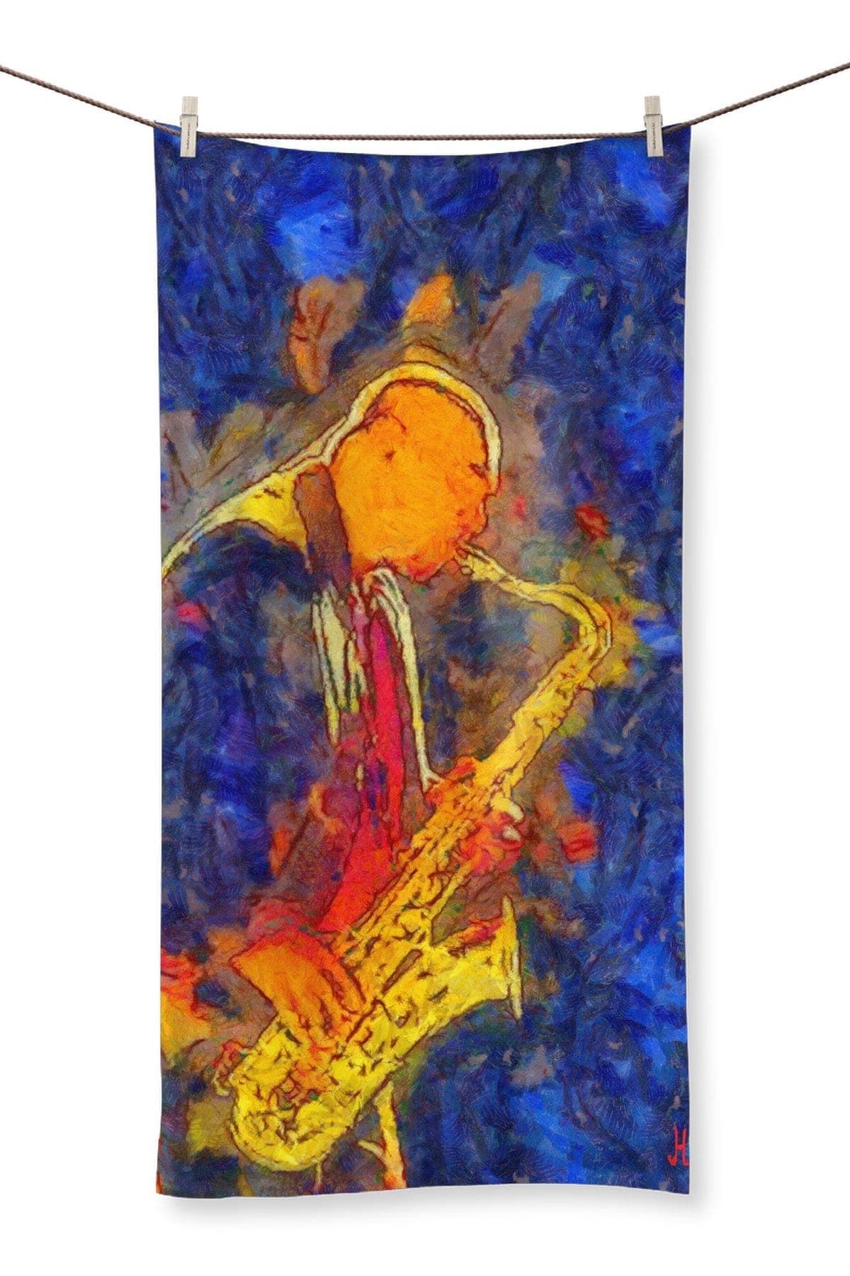 Colorful Sax Player Towel