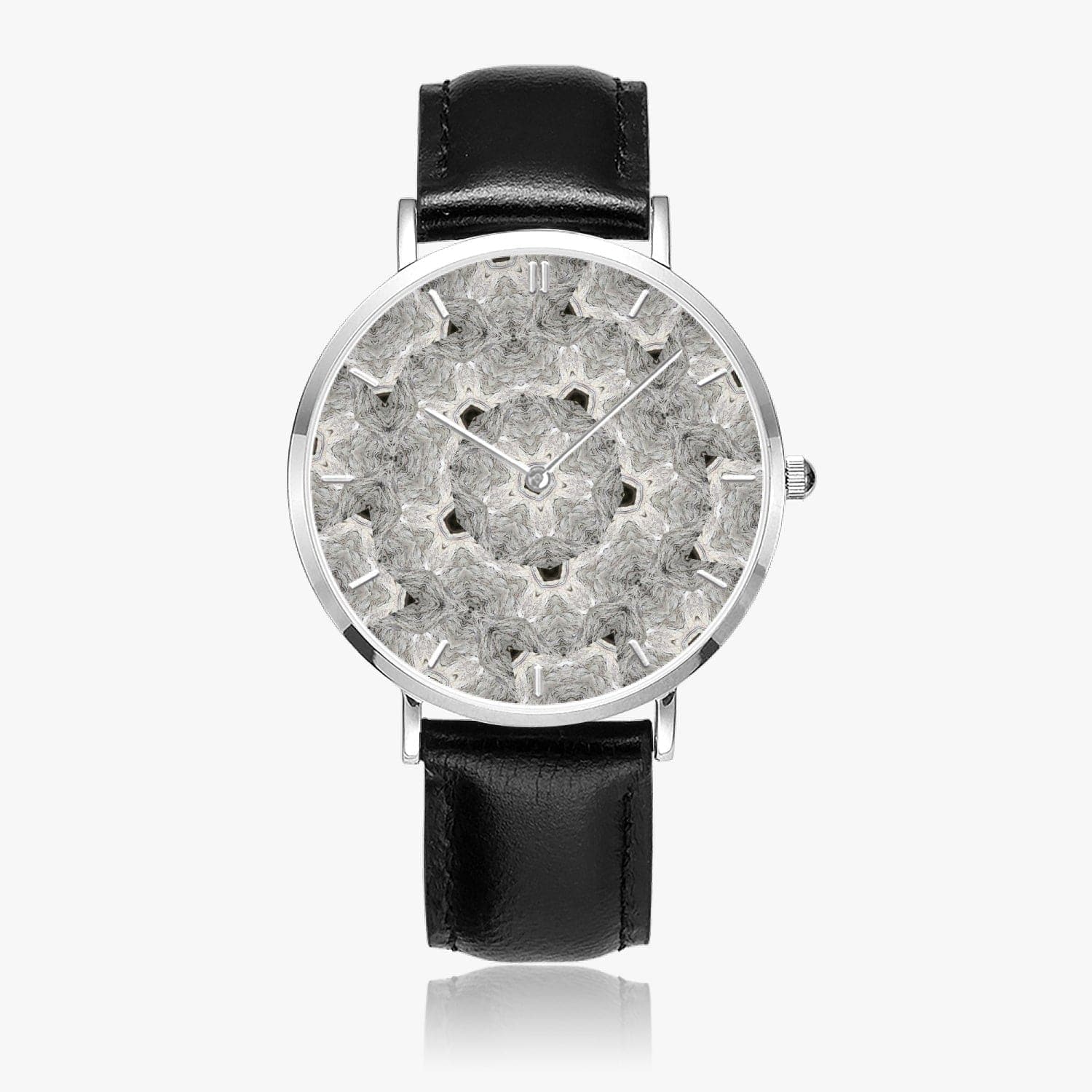 Ruin Staircase mosaïc,  Hot Selling Ultra-Thin Leather Strap Quartz Watch (Silver With Indicators)by Sensus Studio Design