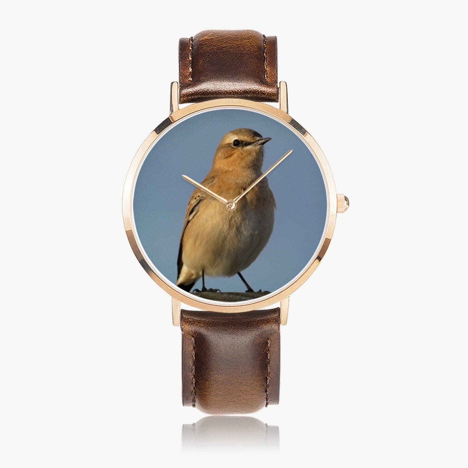 Golden bird. Hot Selling Ultra-Thin Leather Strap Quartz Watch (Rose Gold), designed by Sensus Studio Design