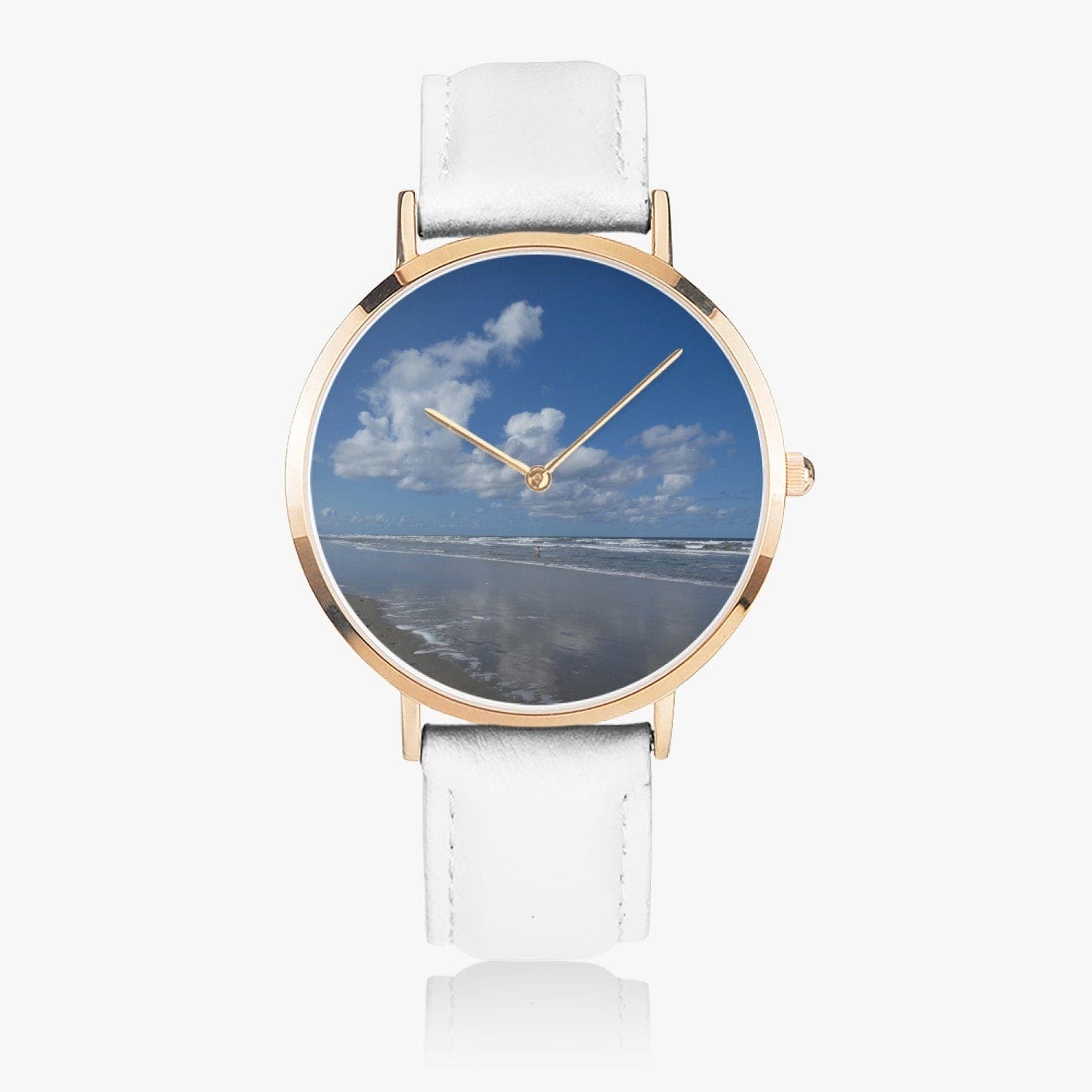Summer Beach. Hot Selling Ultra-Thin Leather Strap Quartz Watch (Rose Gold) Designer watch by Sensus Studio