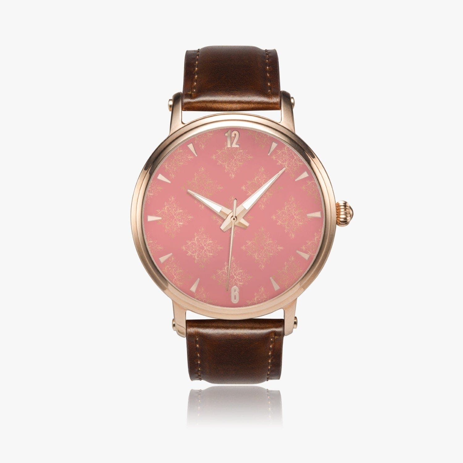 Rose and Gold Damask Patterned Collection II -. 46mm Unisex Automatic Watch (Rose Gold)