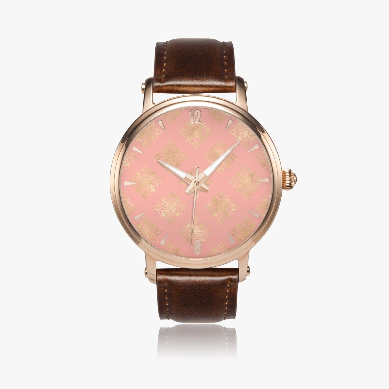 Rose and Gold Damask Patterned Collection III -. 46mm Unisex Automatic Watch (Rose Gold)