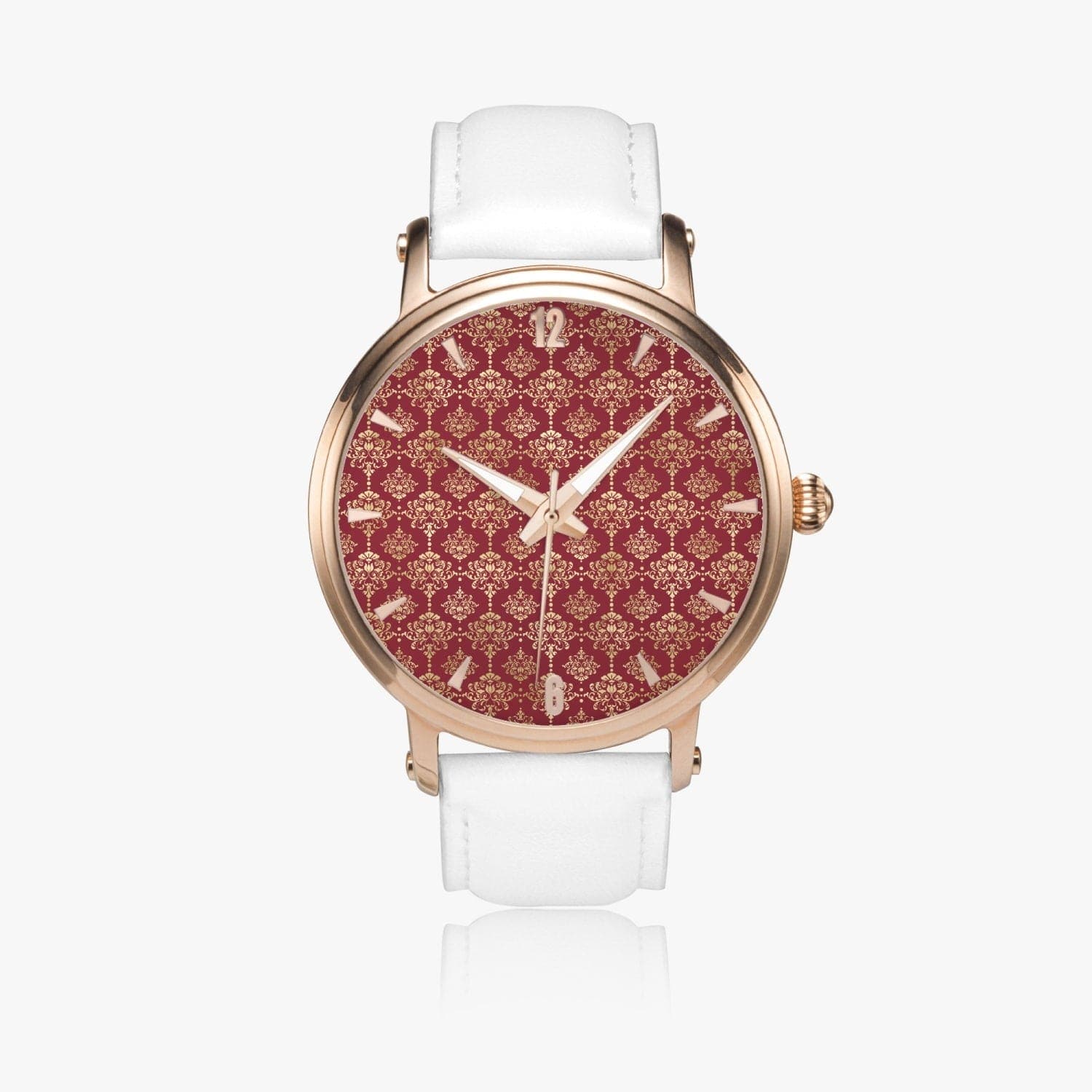 Rose and Gold Damask Patterned Collection V - 46mm Unisex Automatic Watch (Rose Gold) by Sensus Studio Design