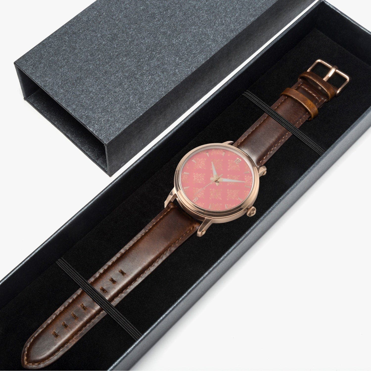 Rose and Gold Damask Patterned Collection II -. 46mm Unisex Automatic Watch (Rose Gold)