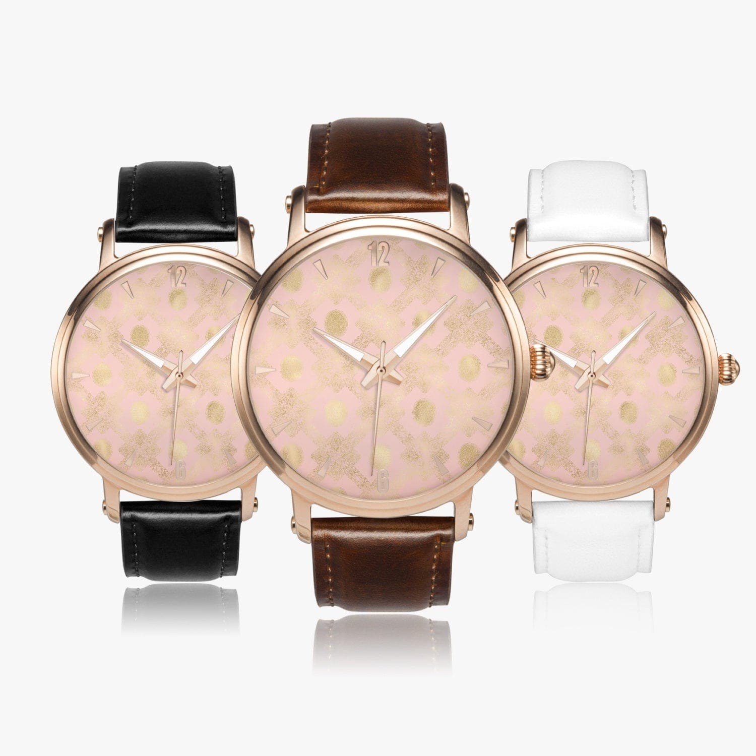 Rose and Gold Damask Patterned Collection IV.- 46mm Unisex Automatic Watch (Rose Gold)