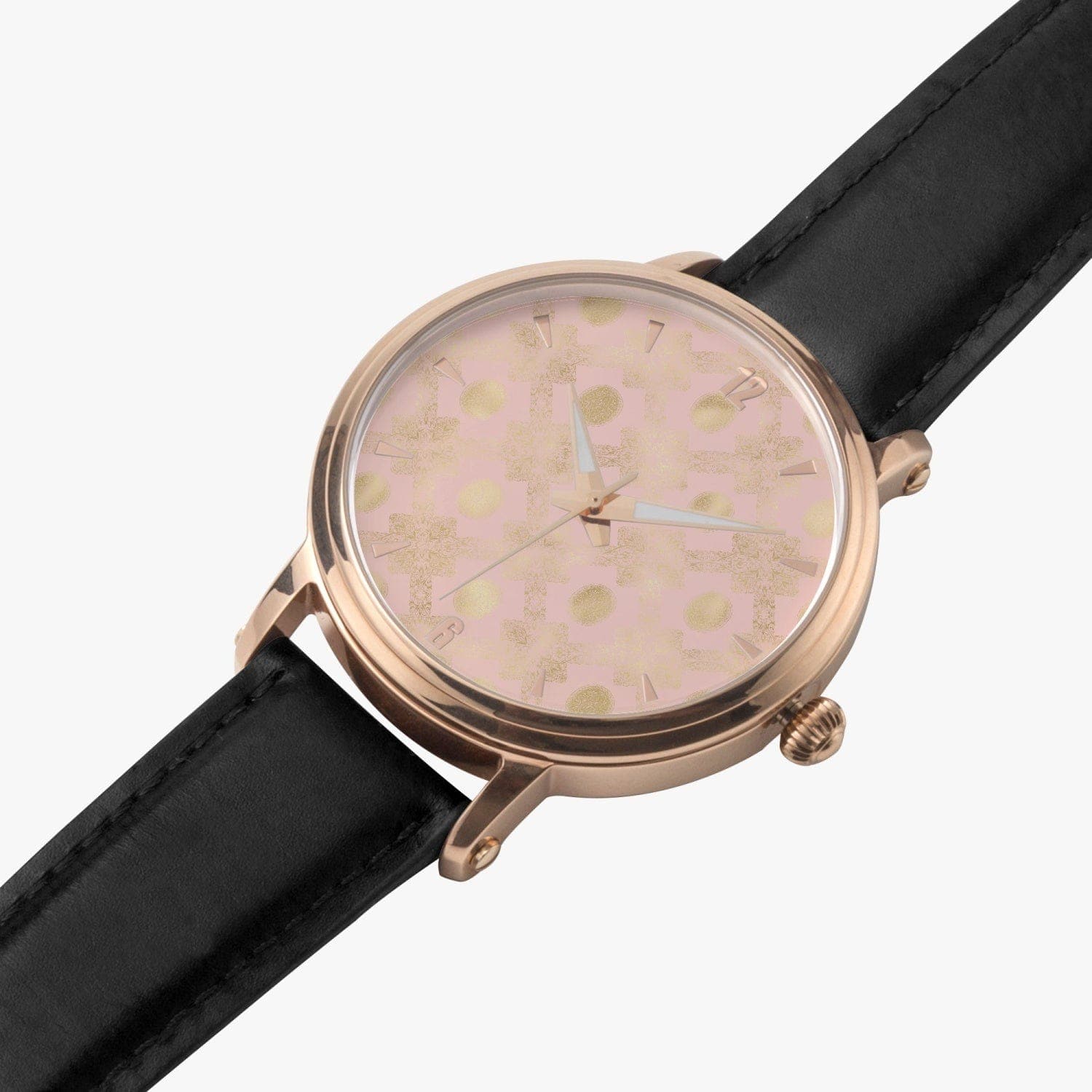 Rose and Gold Damask Patterned Collection IV.- 46mm Unisex Automatic Watch (Rose Gold)