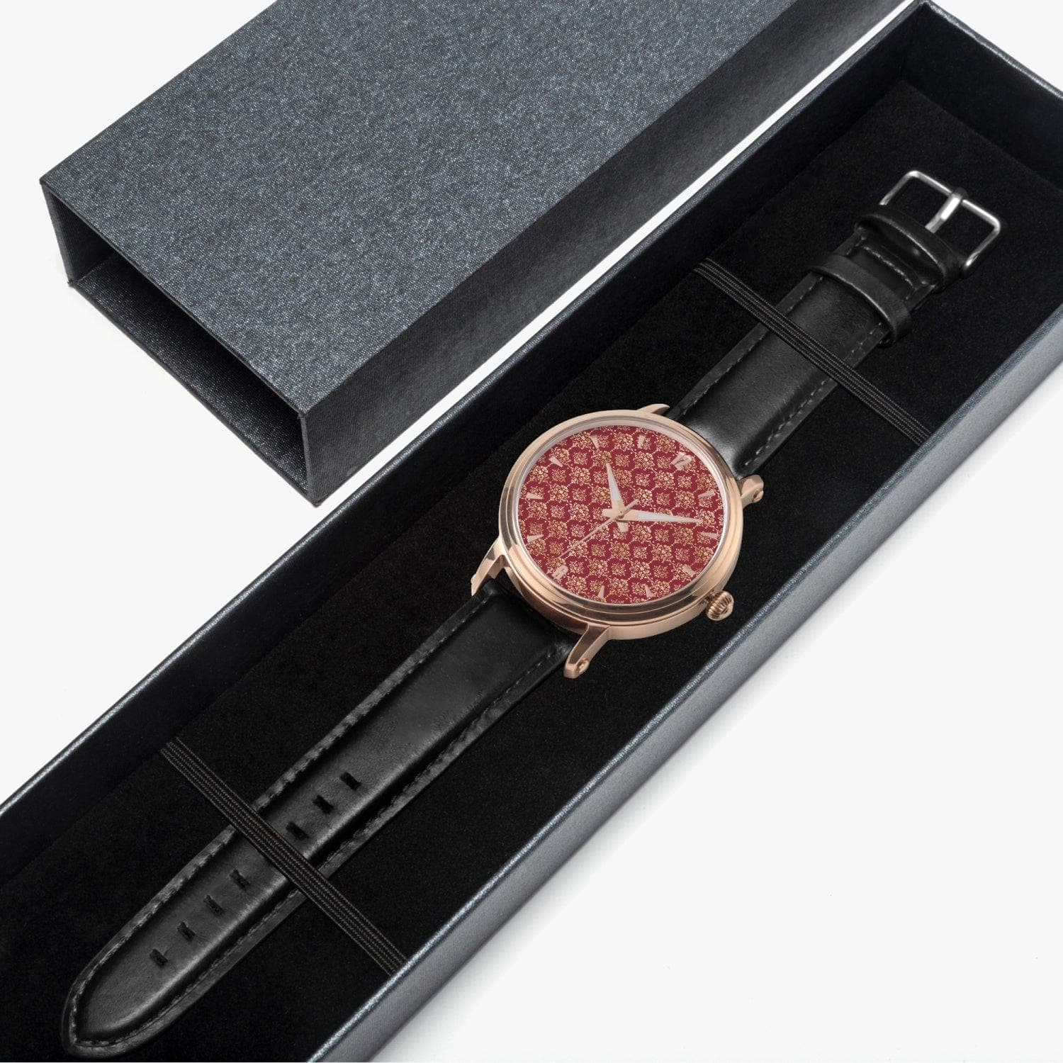 Rose and Gold Damask Patterned Collection V - 46mm Unisex Automatic Watch (Rose Gold) by Sensus Studio Design