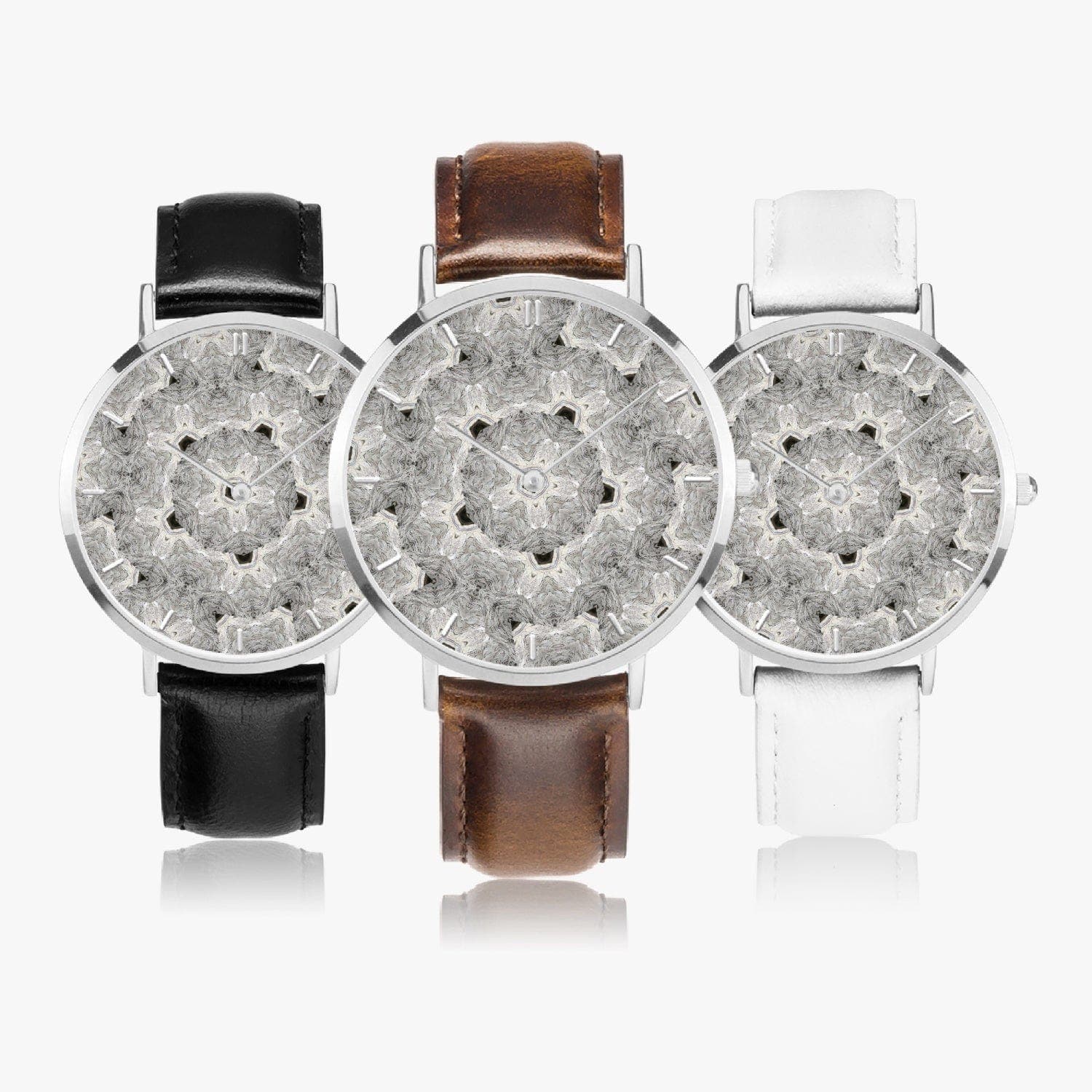Ruin Staircase mosaïc,  Hot Selling Ultra-Thin Leather Strap Quartz Watch (Silver With Indicators)by Sensus Studio Design