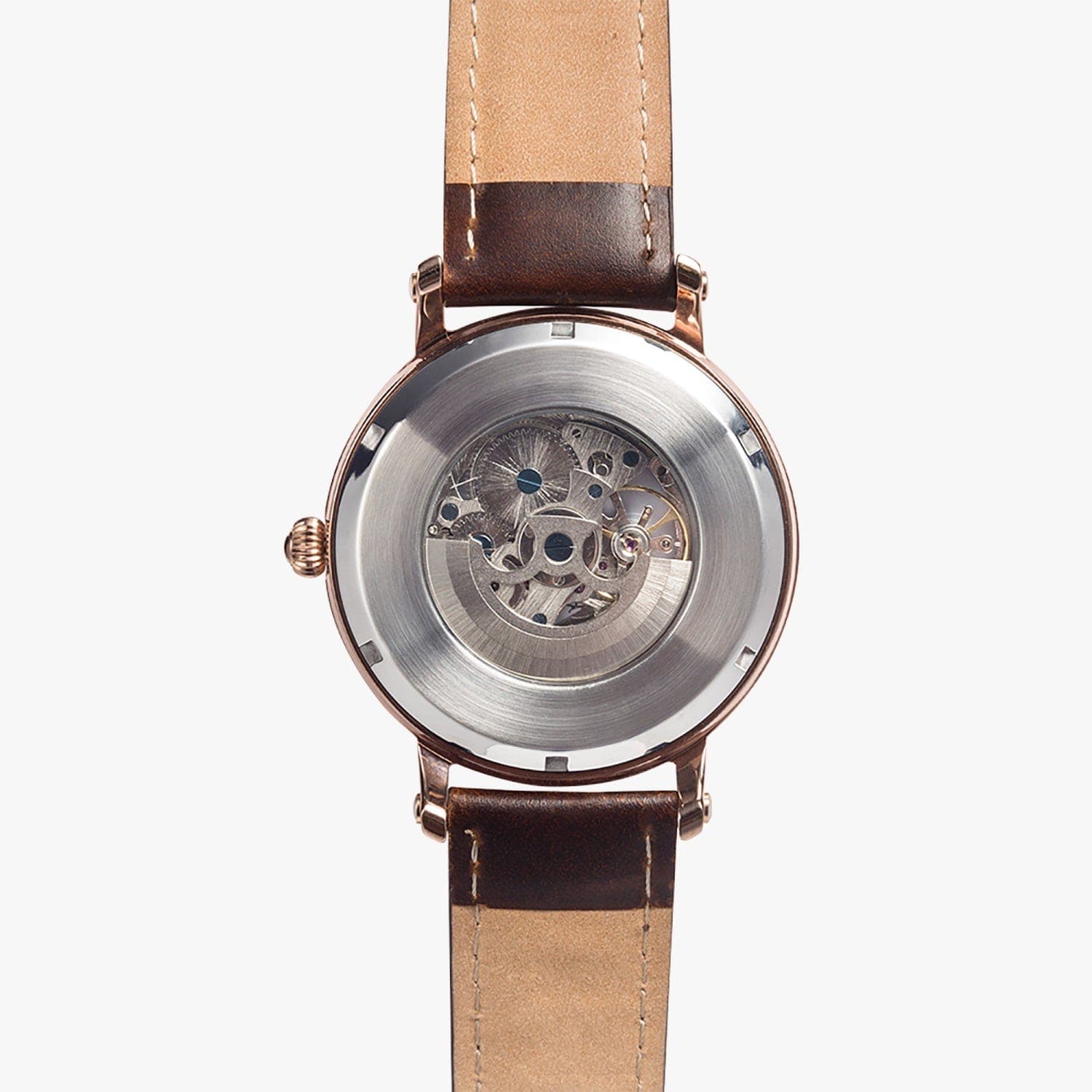 Shy white rose, designer 46mm Unisex Automatic Watch (Rose Gold), designed by Sensus Studio