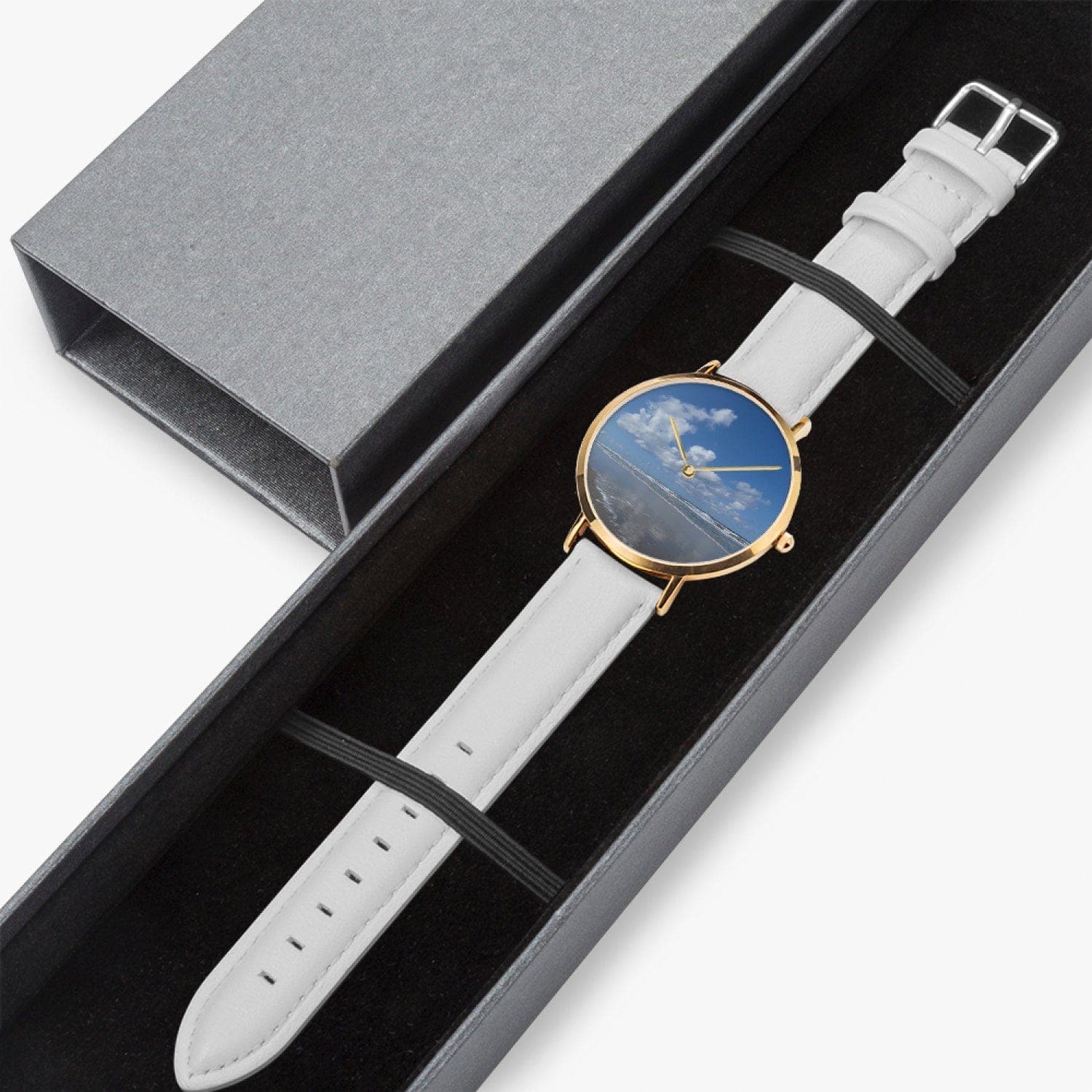 Summer Beach. Hot Selling Ultra-Thin Leather Strap Quartz Watch (Rose Gold) Designer watch by Sensus Studio