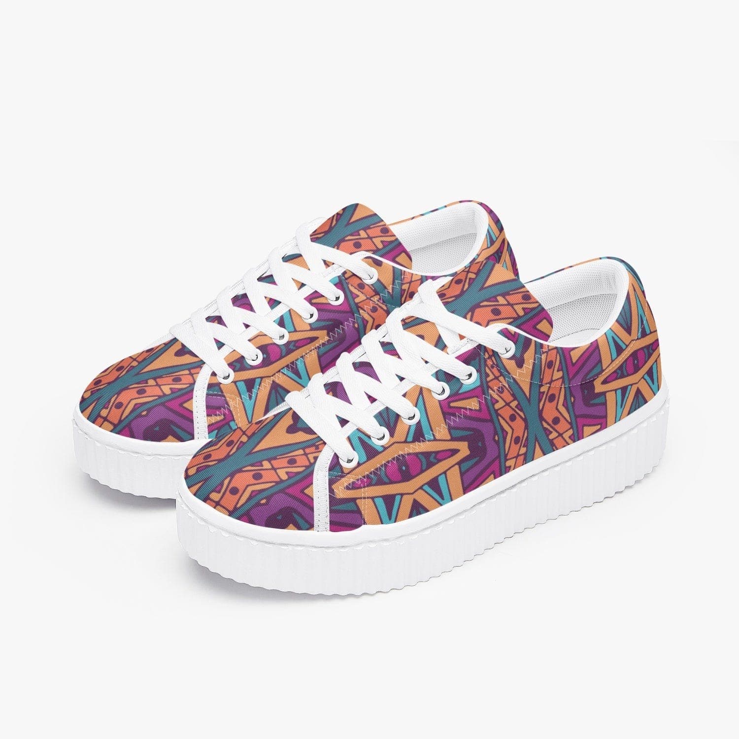 Colorful Ethnic bow,  Women’s Low TopTrendy Platform Sneakers, designed by Sensus Studio Design