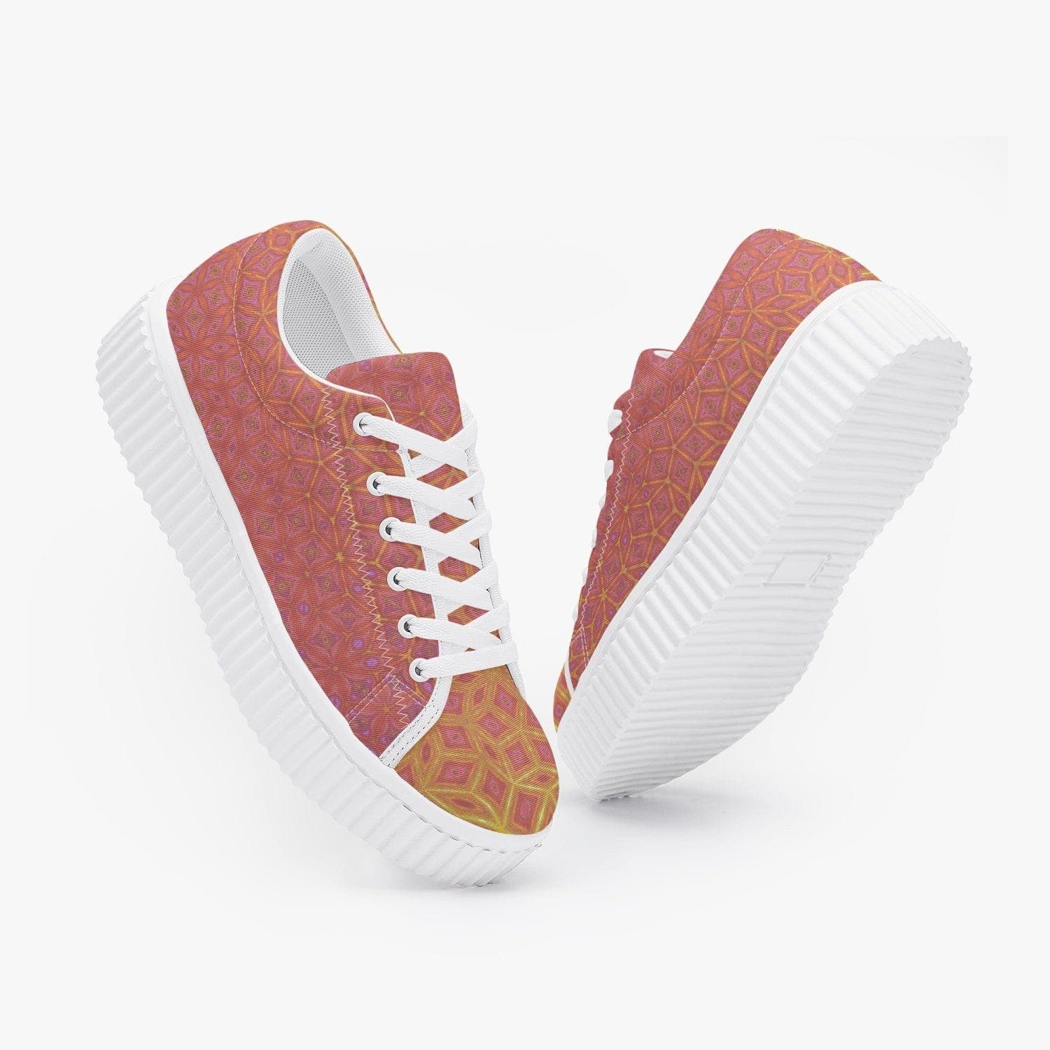 Morning Sunlight,  Women’s Low Top Trendy Platform Sneakers, designed by Sensus Studio Design