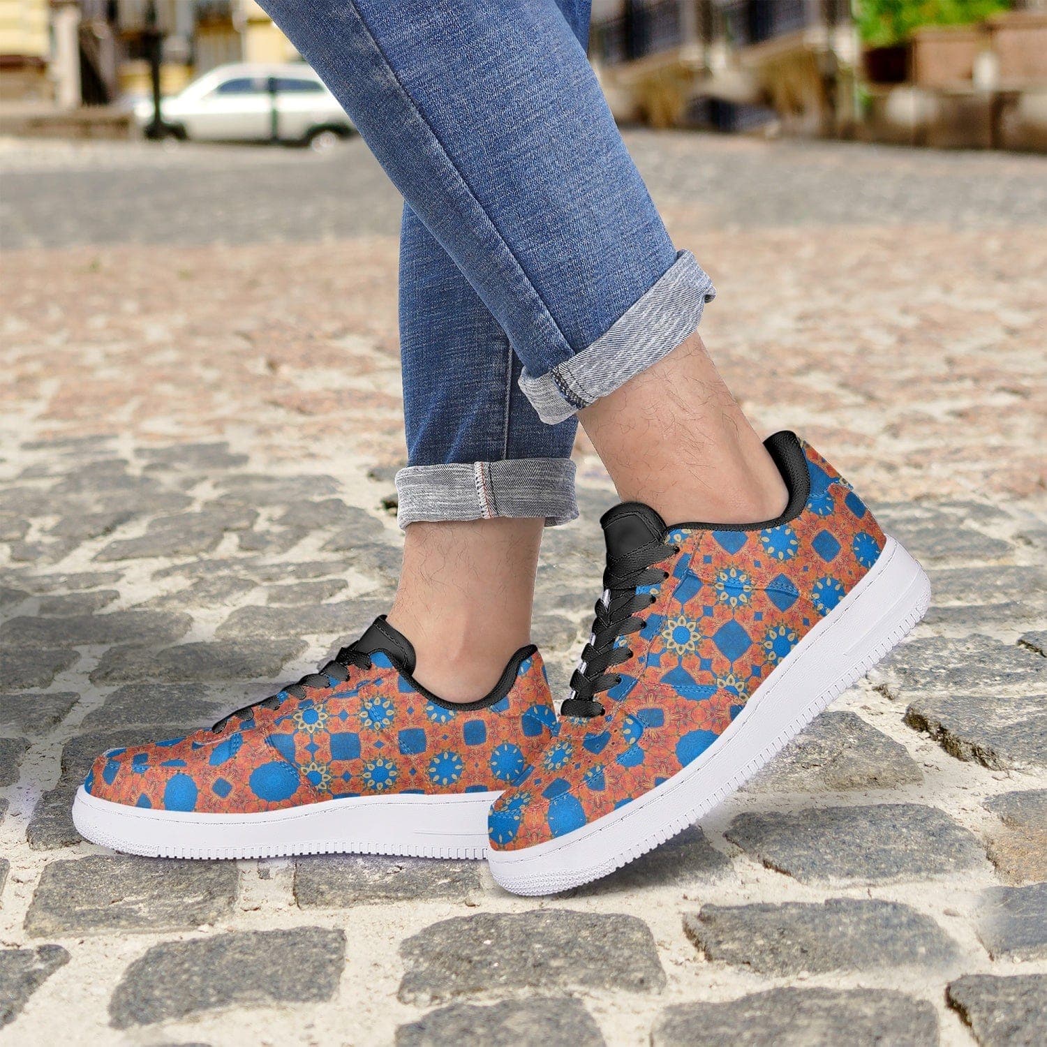 Orange Holiday,  Low-Top Leather Sports Sneakers for women, designed by Sensus Studio Design