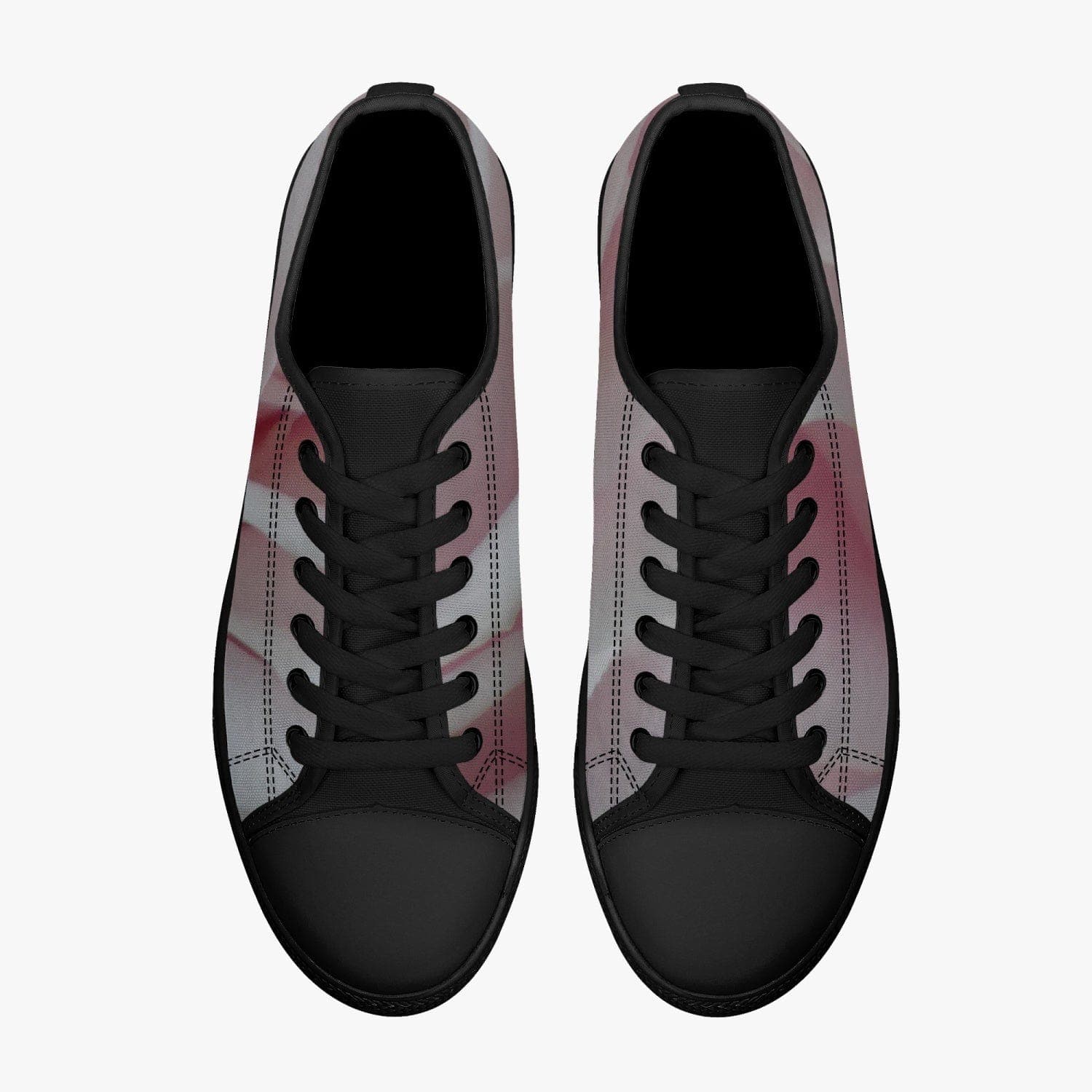 Pink rose.  Classic Low-Top Canvas Shoes - White/Black