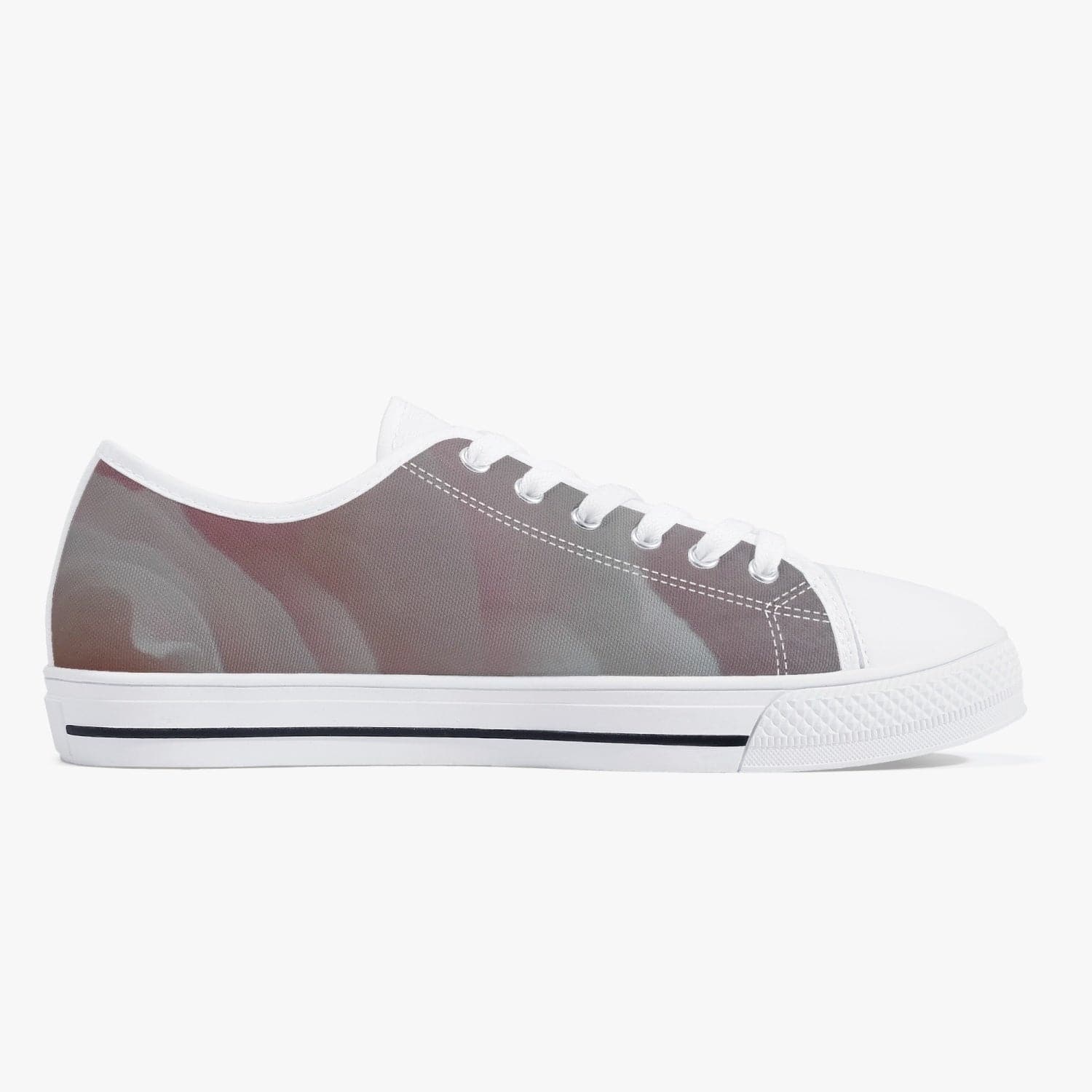 Pink rose.  Classic Low-Top Canvas Shoes - White/Black