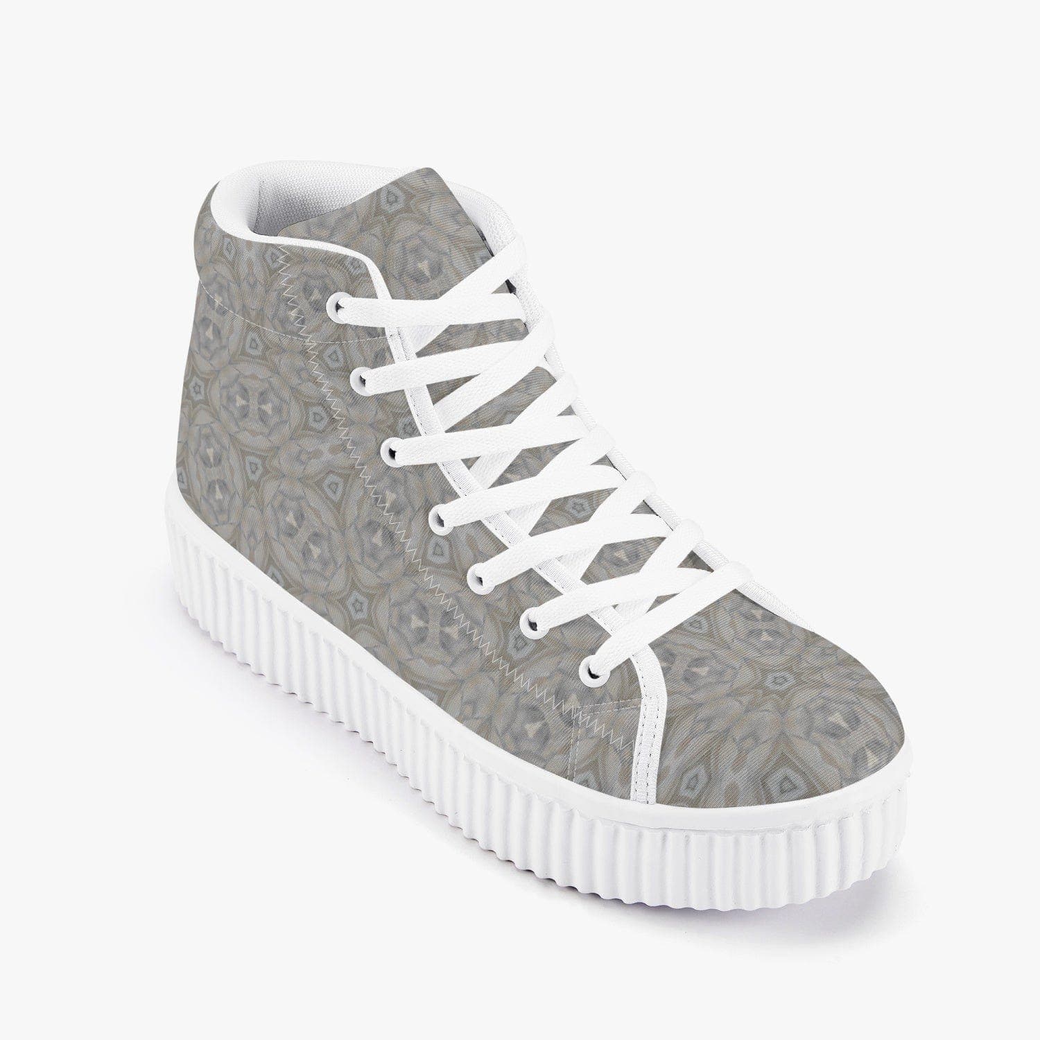 Shades of a White Rose,  Women’s High Top Hot Trendy Platform Sneakers, designed by Sensus Studio Design