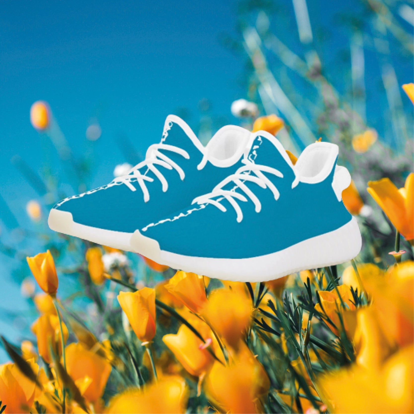 Summer Blue Sky, Kids' Mesh Knit Sneakers - White, by Sensus Studio Design